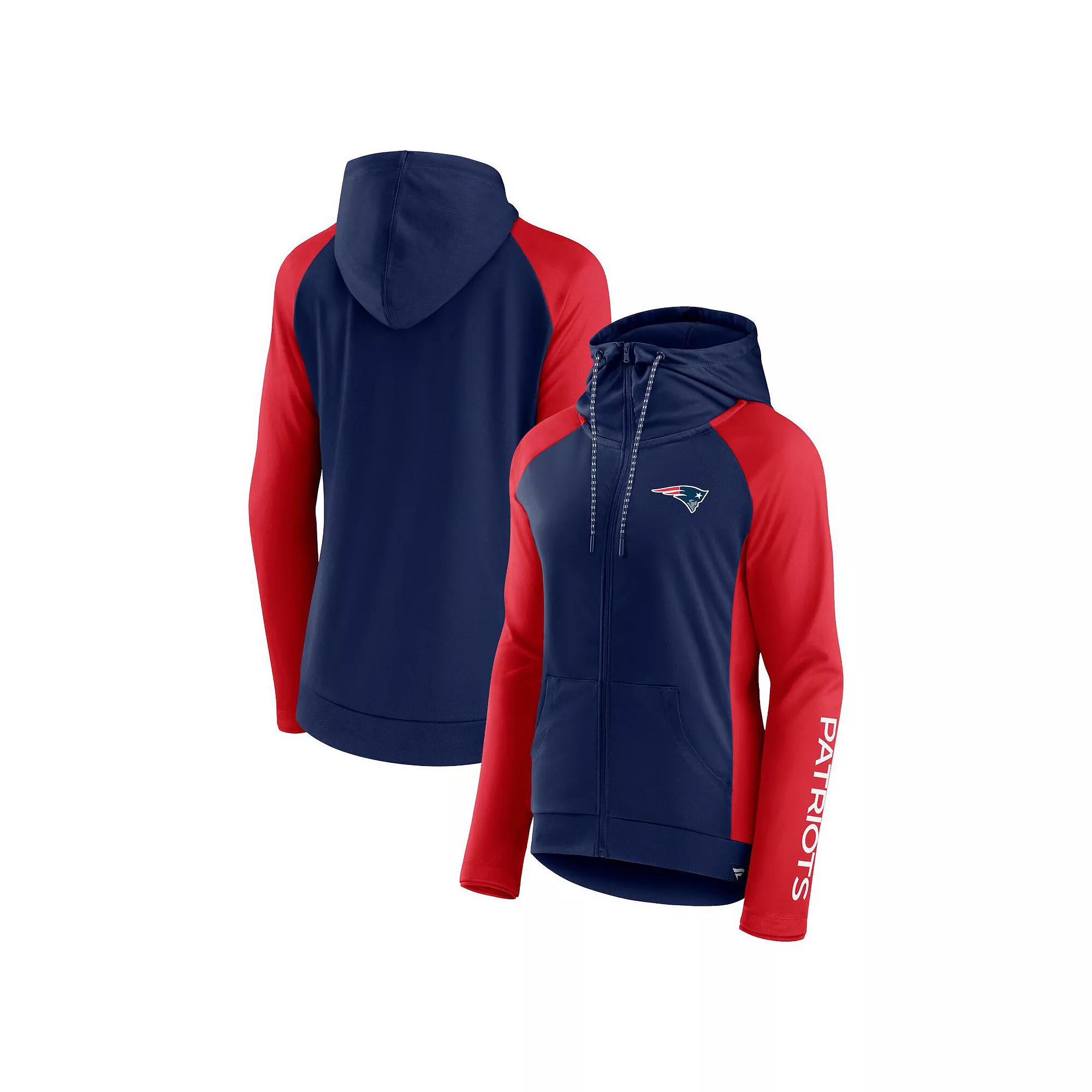 Women's Fanatics Branded Navy/Red New England Patriots End Around Lightweight Raglan Full-Zip Hoodie Jacket, Size: Large, Blue Product Image