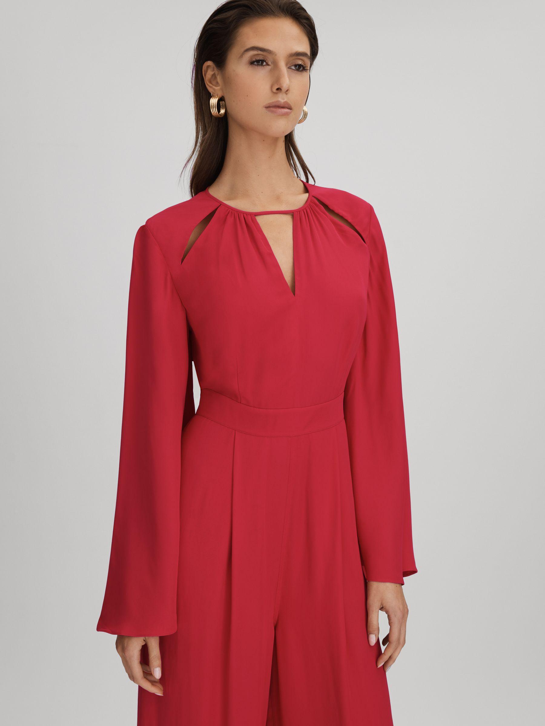 Cut-Out Flared Sleeve Jumpsuit in Coral Product Image