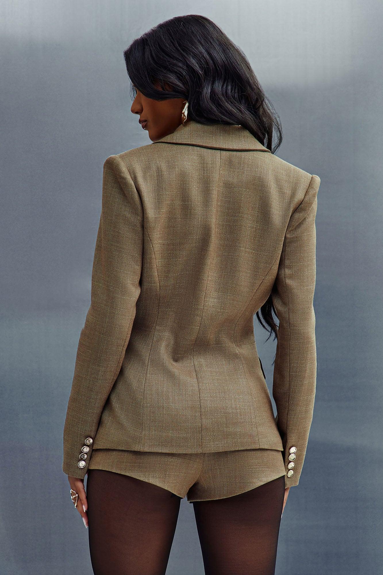 Melina Blazer Short Suit Set - Brown Product Image