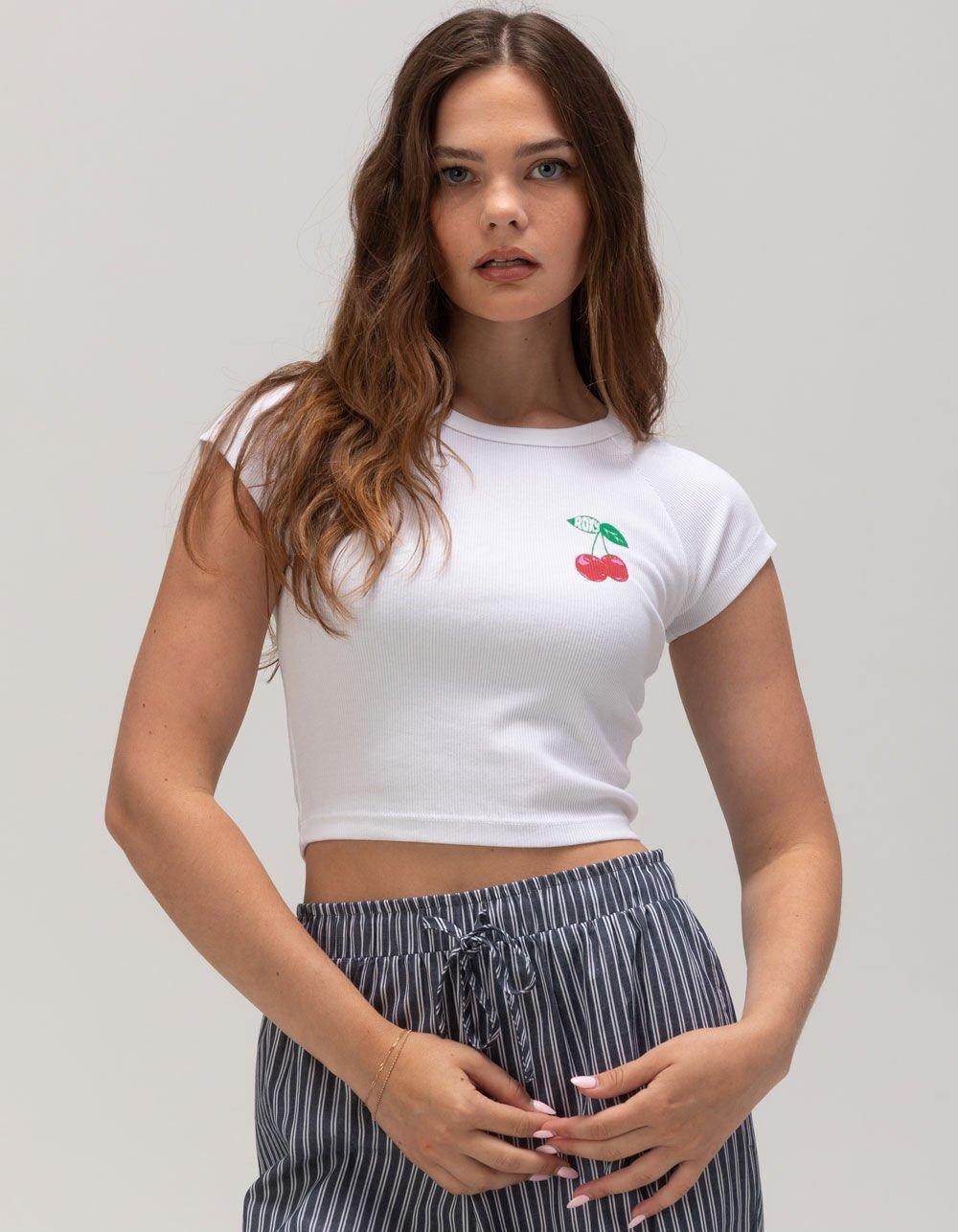 ROXY Cherries Womens Raglan Tee - WHITE Product Image