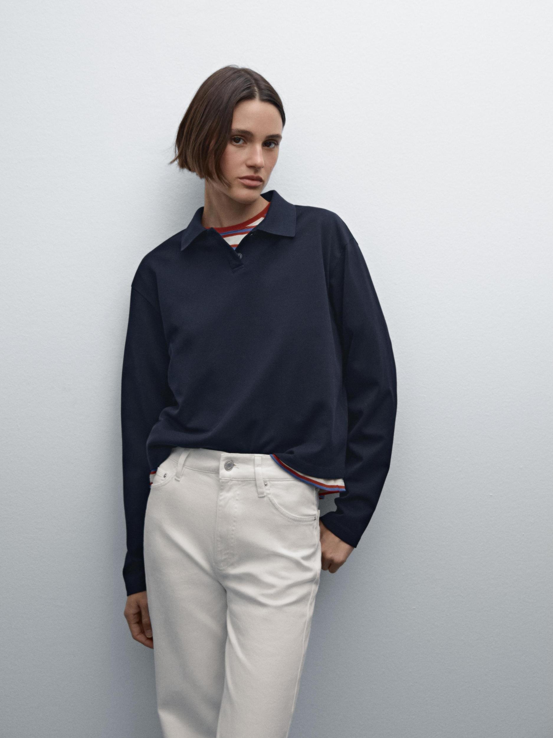 Straight-leg high rise denim trousers Product Image