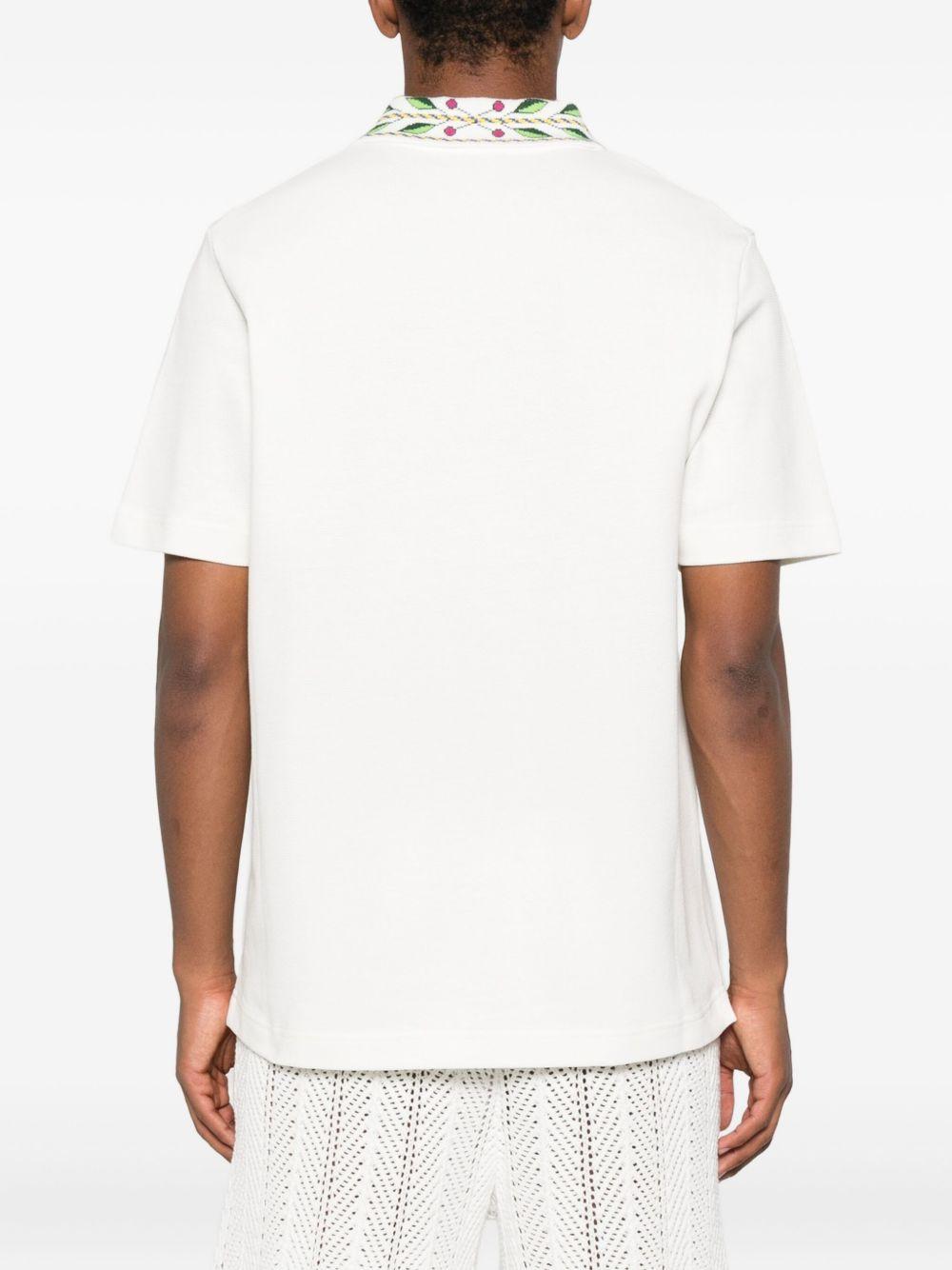 embroidered-collar polo shirt Product Image