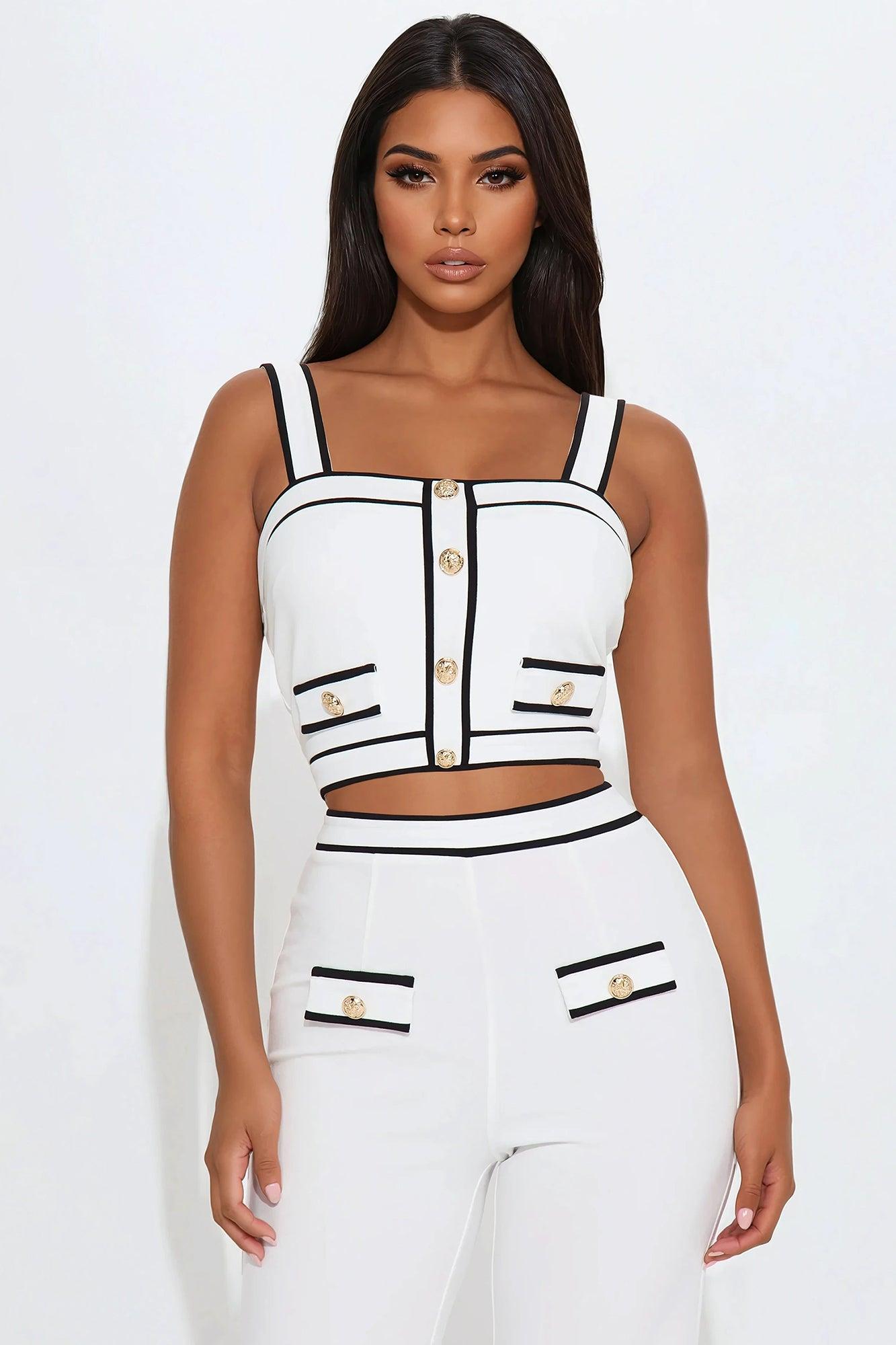 Audrina Pant Set - White/Black Product Image