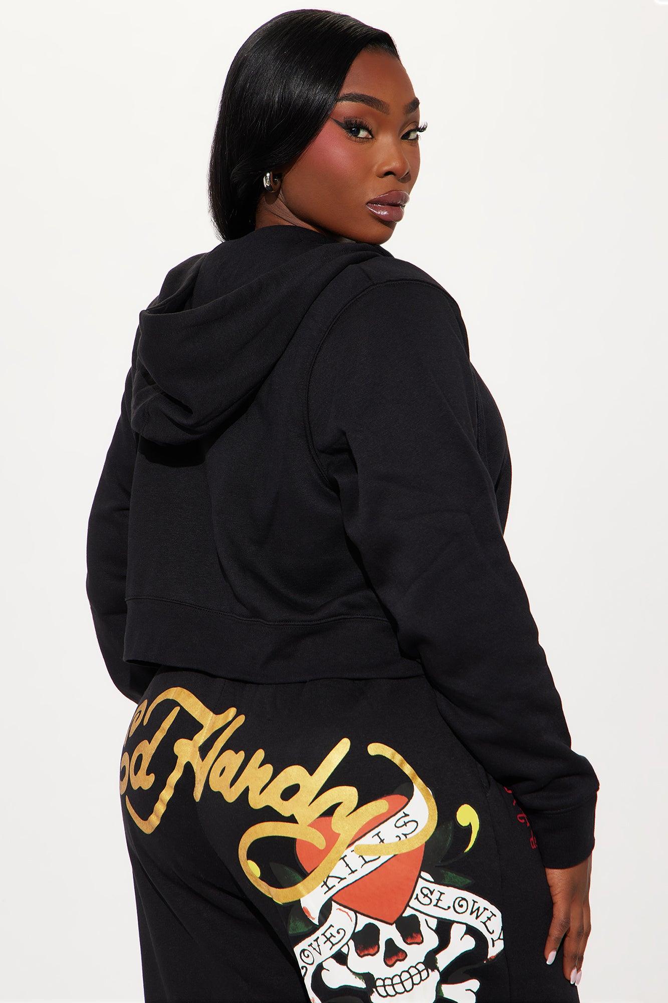 Ed Hardy NYC Zip Front Hoodie - Black Product Image