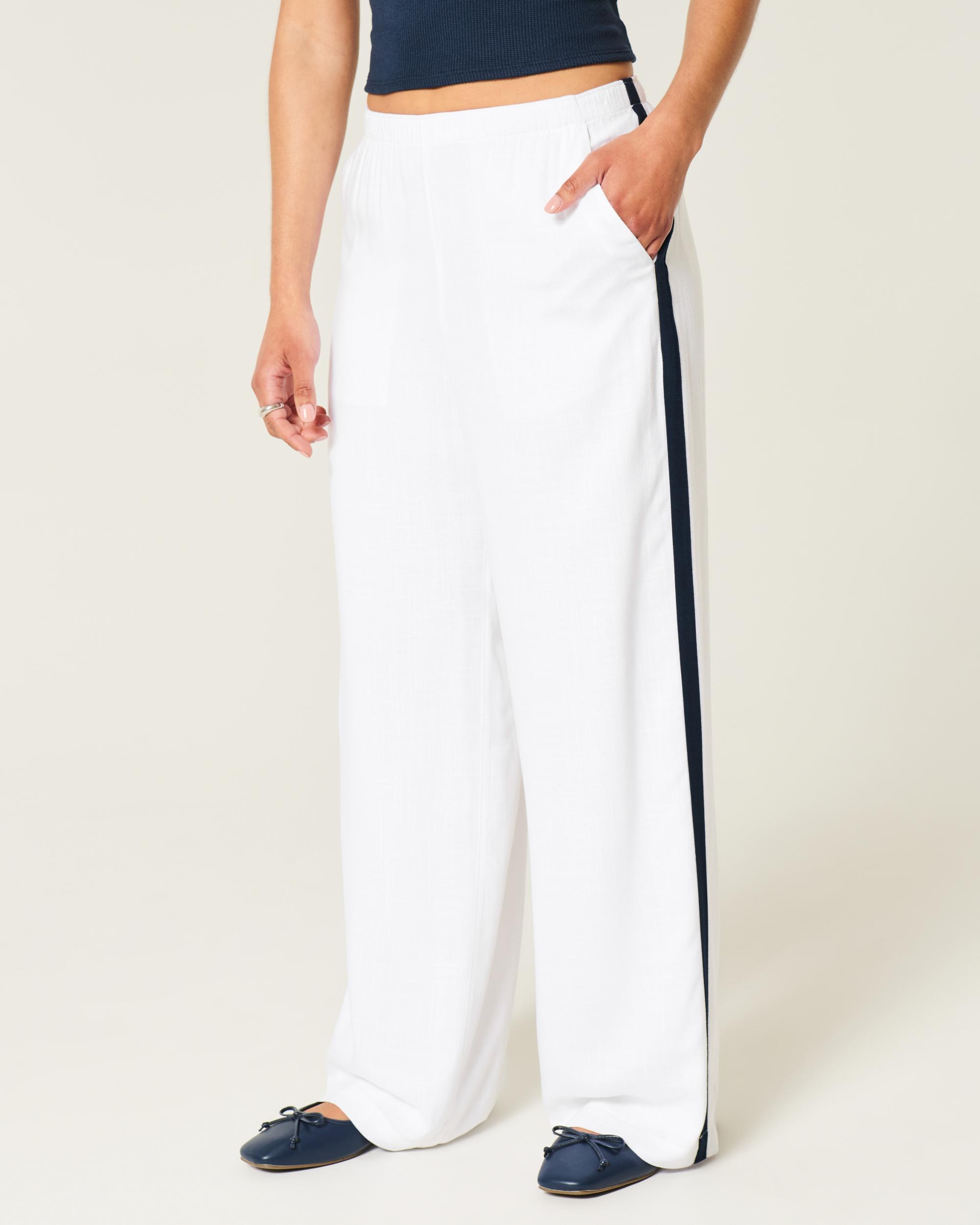 Striped Baggy Pull-On Pants Product Image