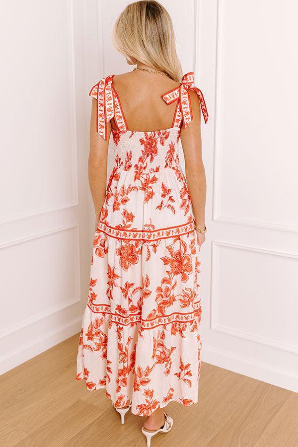 Venetian Dreams Floral Midi Dress in Tangerine Product Image