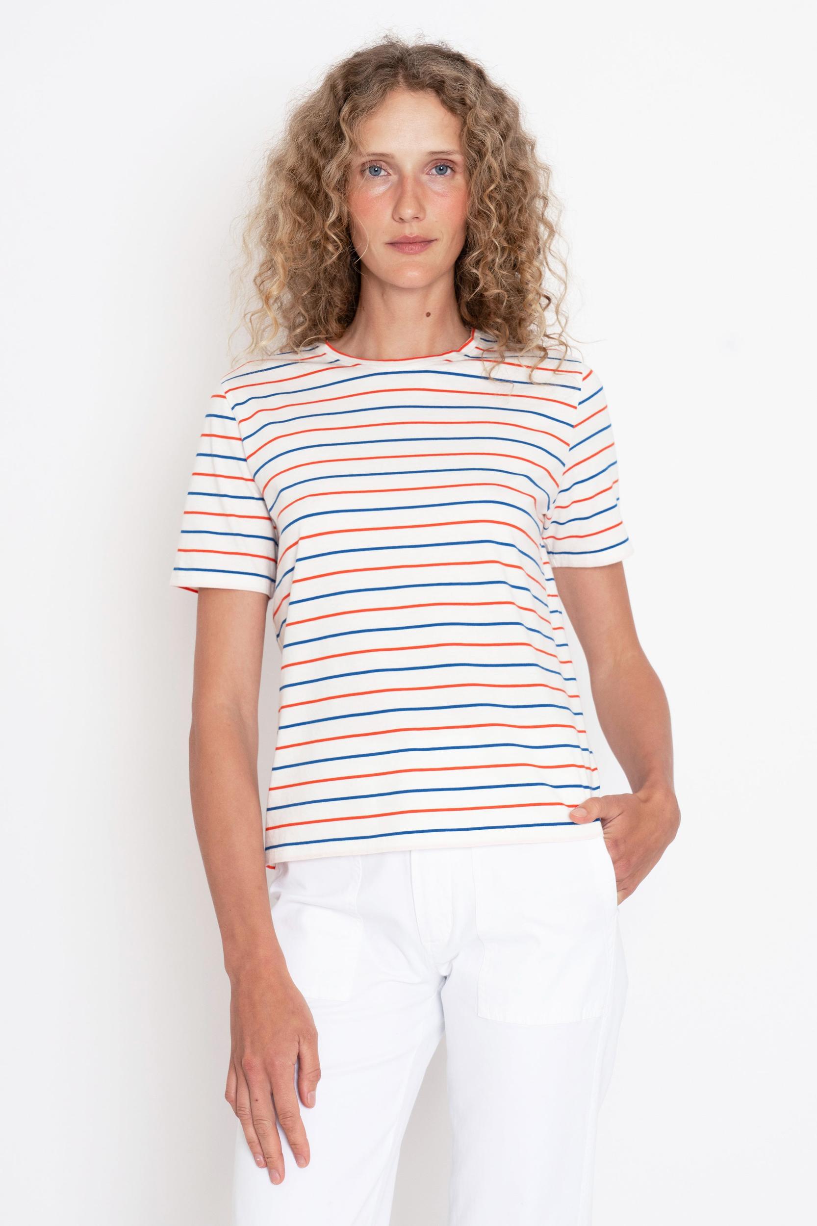 The Modern - White/Blue/Poppy Pinstripe Female Product Image