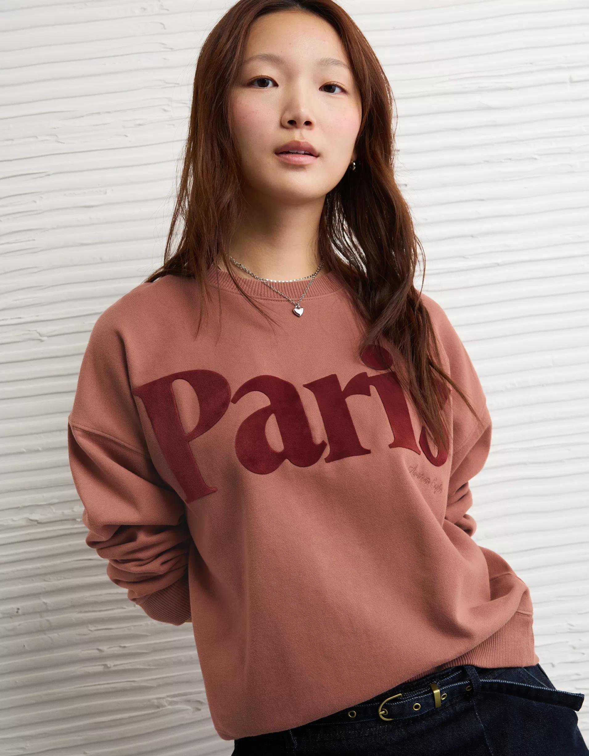 AE Velvet Graphic Crew Neck Sweatshirt Product Image