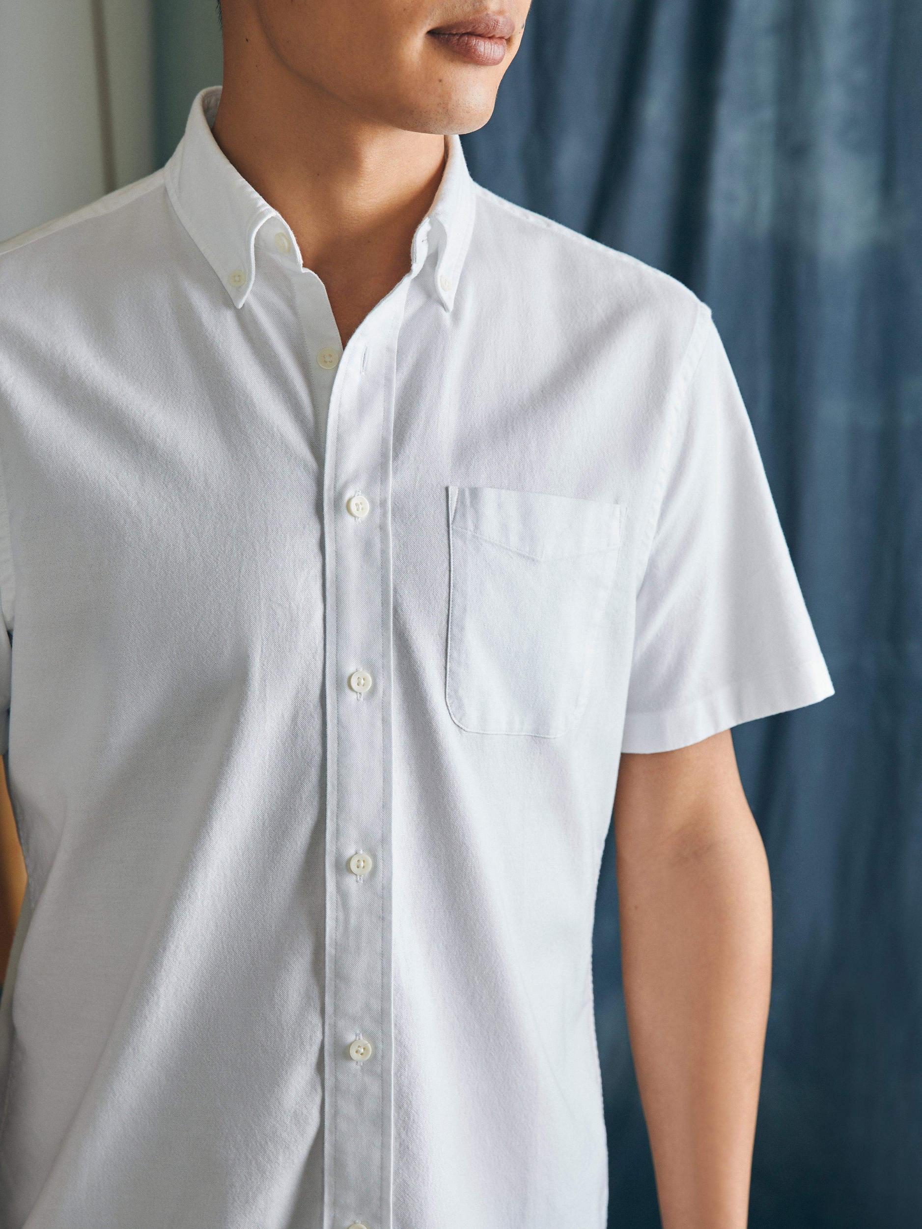 Short-Sleeve Supima Oxford Shirt - Pure White Male Product Image