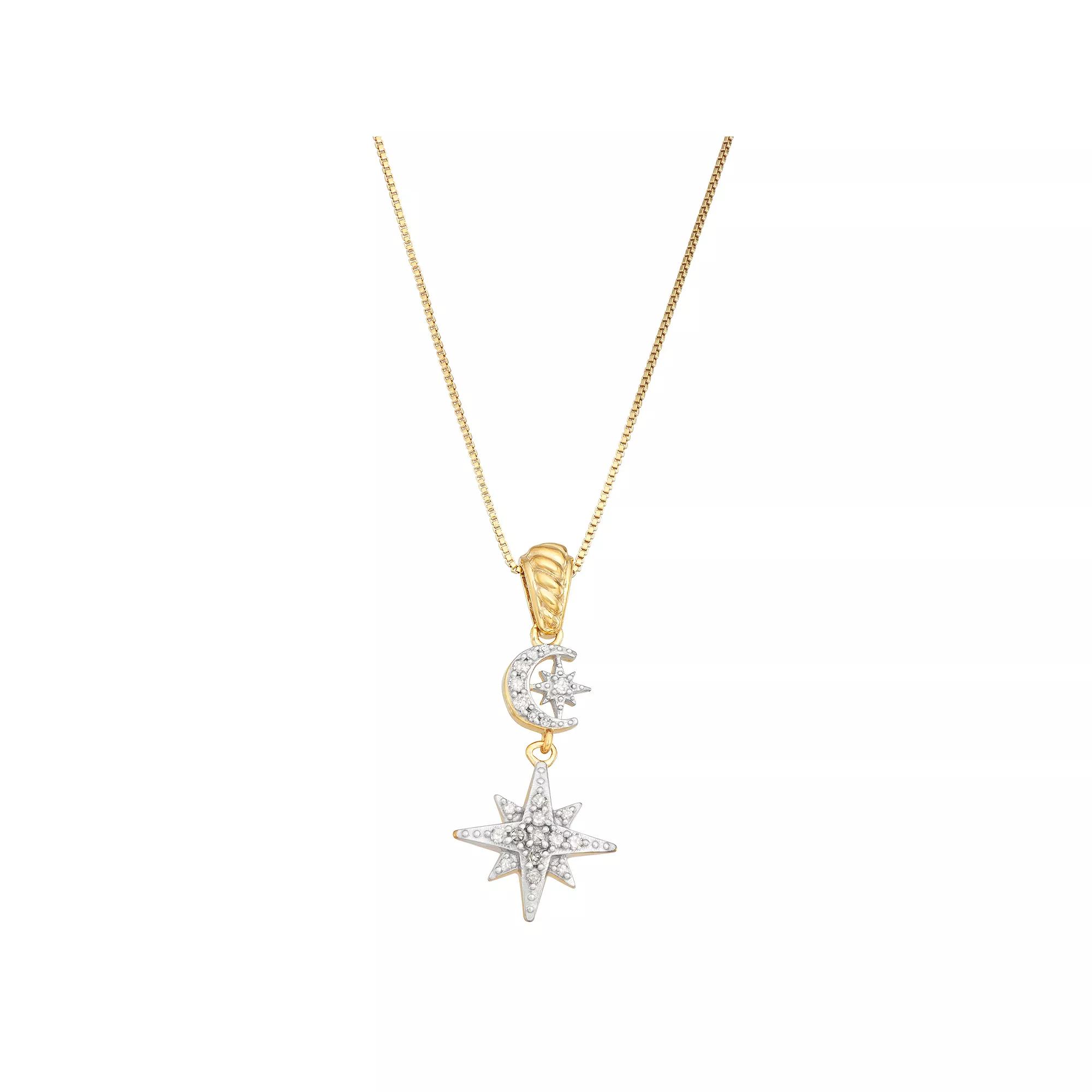 Jewelexcess 14k Gold Over Silver 1/5 Carat T.W. Diamond Starburst Pendant Necklace, Women's, Size: 18", 14k Gold Plated Product Image