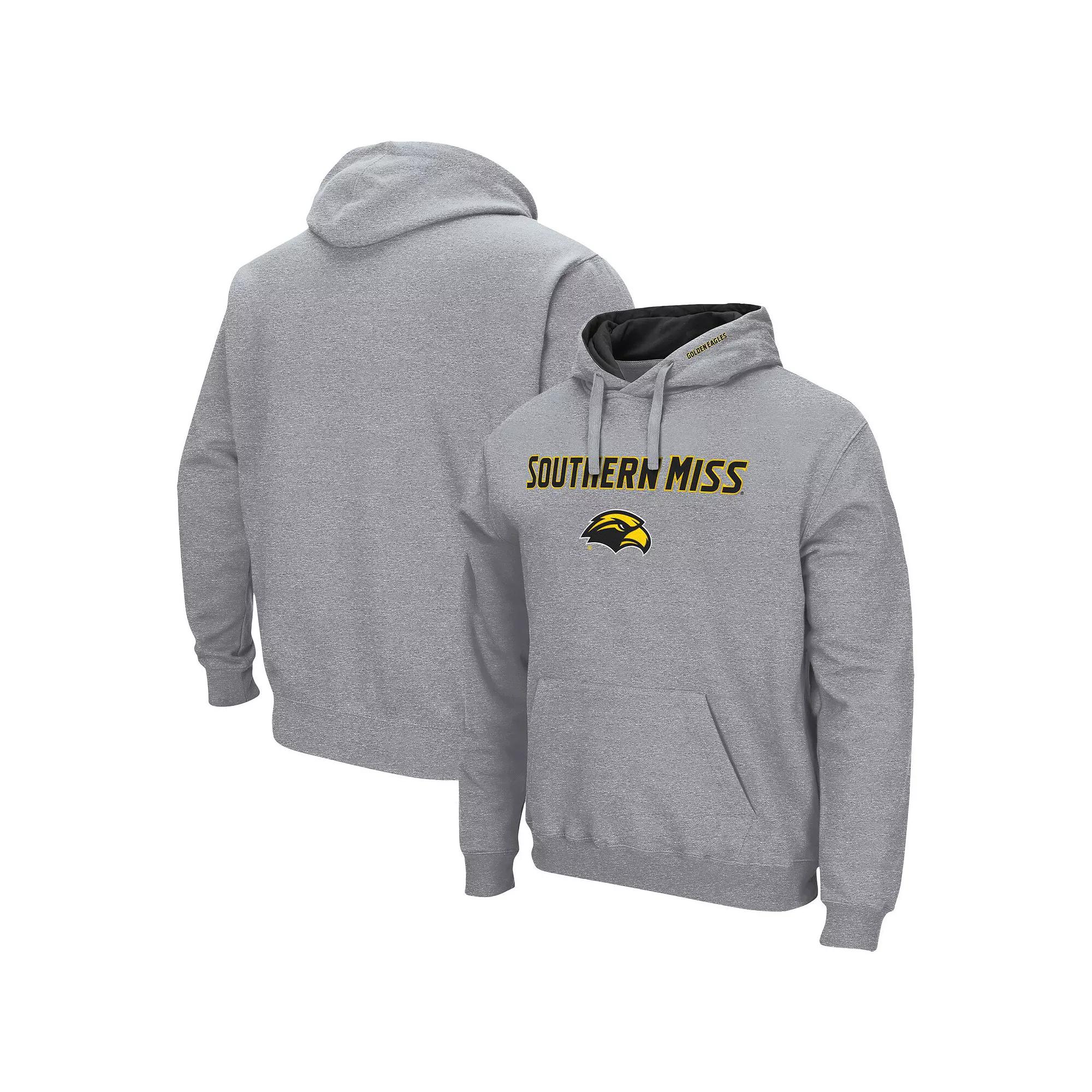 Men's Colosseum Heathered Gray Southern Miss Golden Eagles Arch and Logo Pullover Hoodie,  Product Image