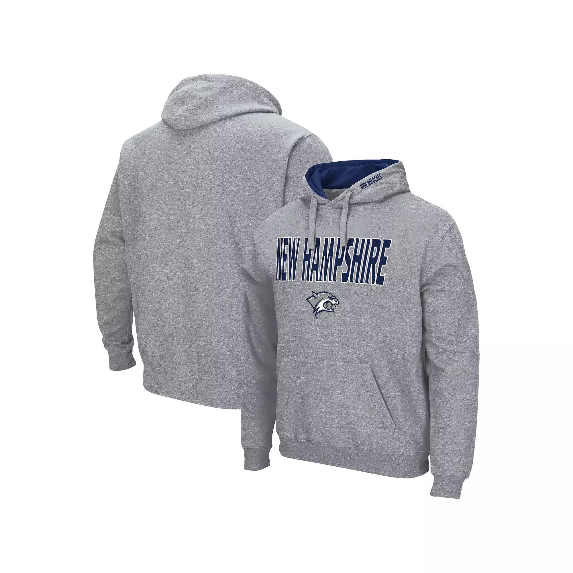 Men's Colosseum Heathered Gray New Hampshire Wildcats Arch and Logo Pullover Hoodie,  Product Image