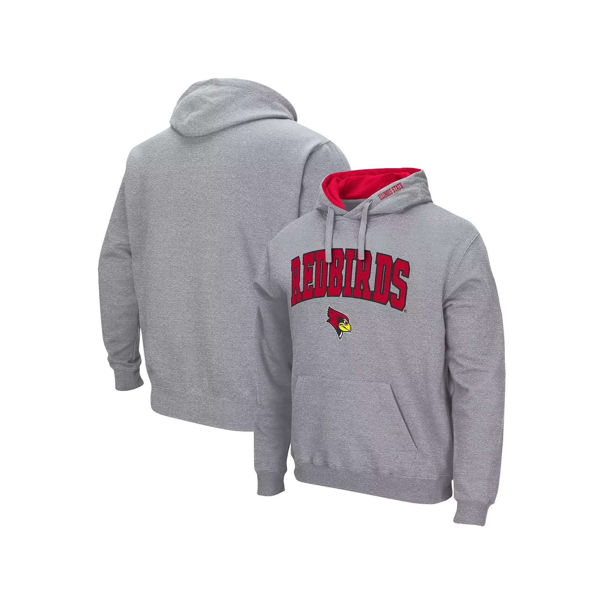 Men's Colosseum Heathered Gray Louisiana Tech Bulldogs Arch and Logo Pullover Hoodie,  Product Image