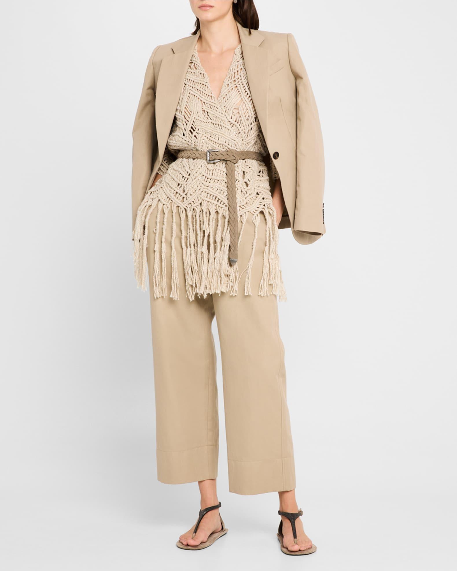 Cotton-Linen Wide-Leg Crop Chino Pants Product Image