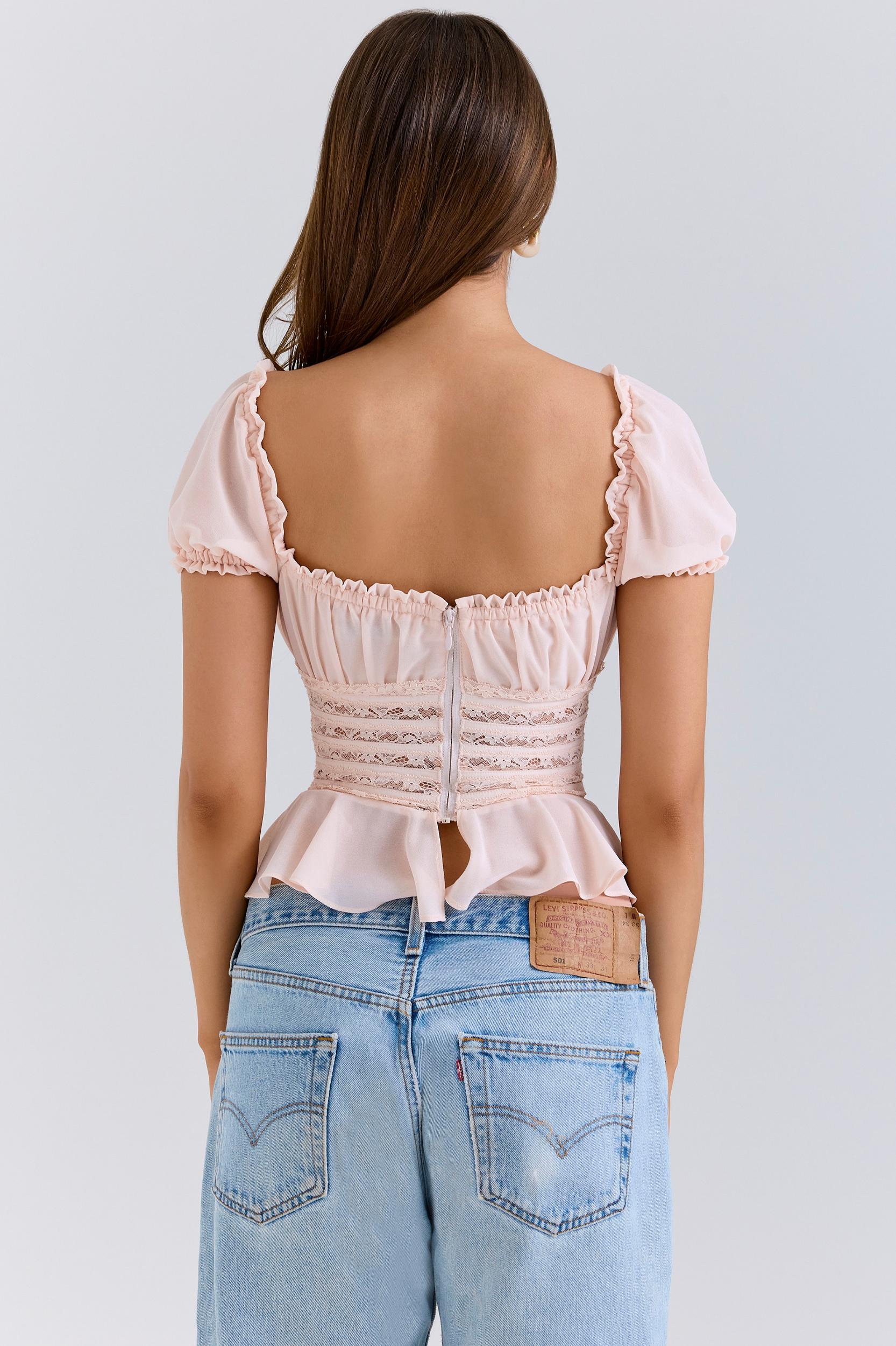 Cara  pink lace peplum top Product Image