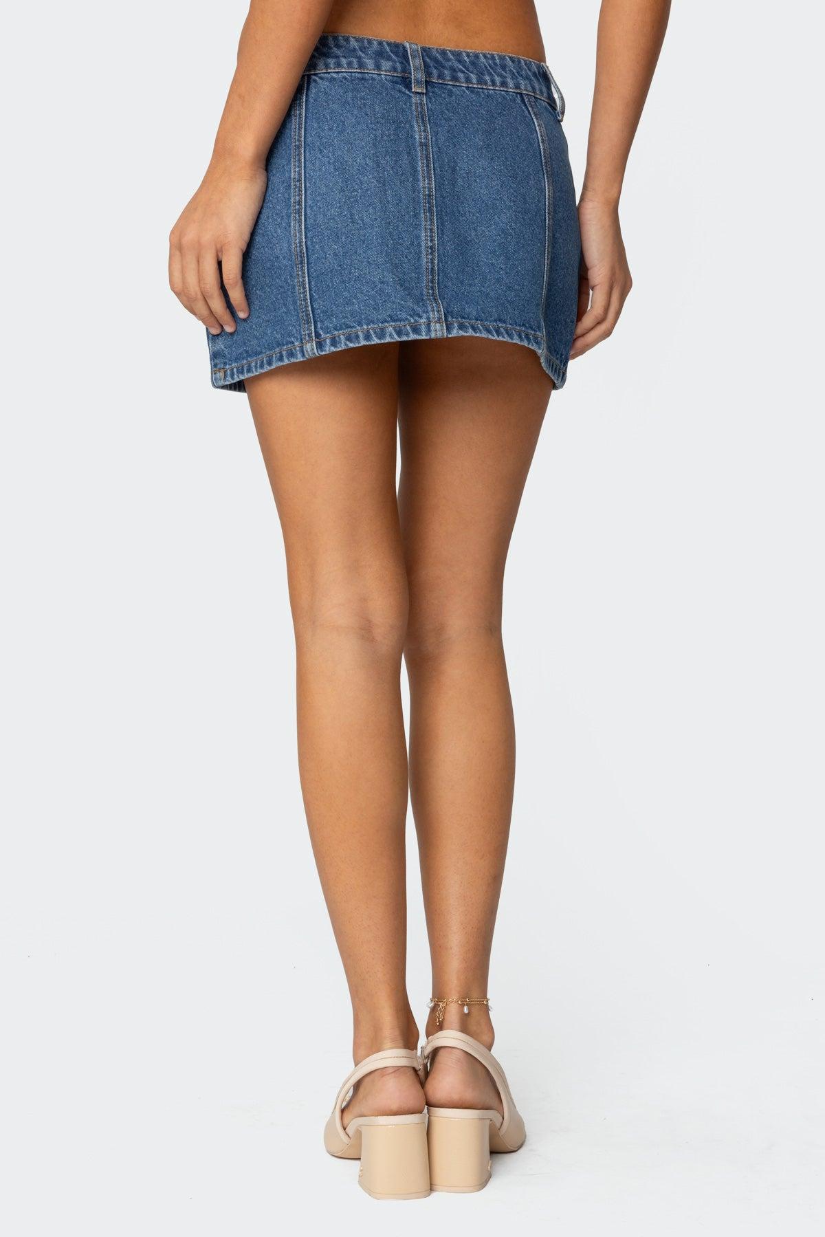 Heart Pocket Denim Mini Skirt Product Image