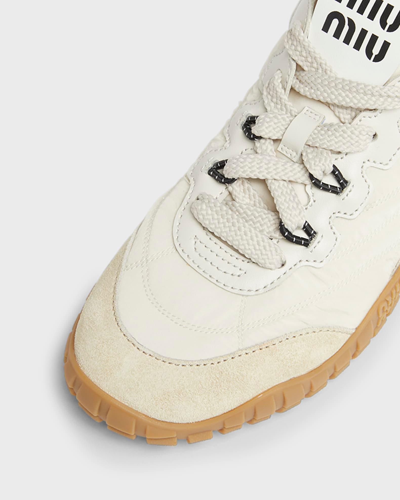 Low-Top Nylon & Leather Sneakers Product Image