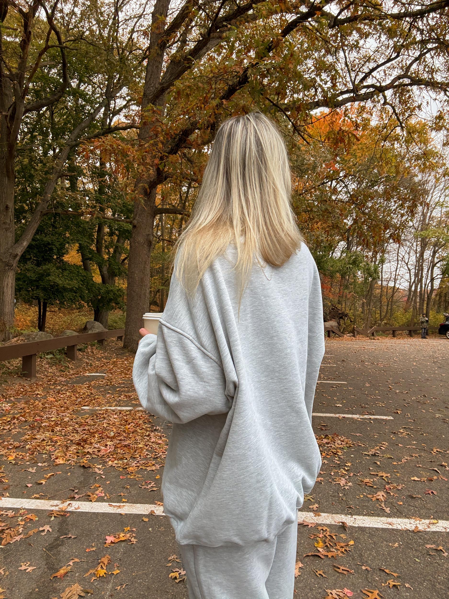 Afternoon Grey Sunkissed Varsity Embroider Sweatshirt Product Image