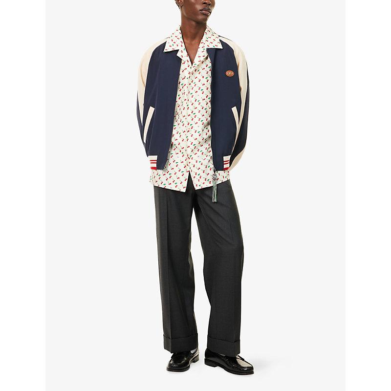 VALENTINO La Chat De La Maison Wool Bomber Jacket In Black Product Image