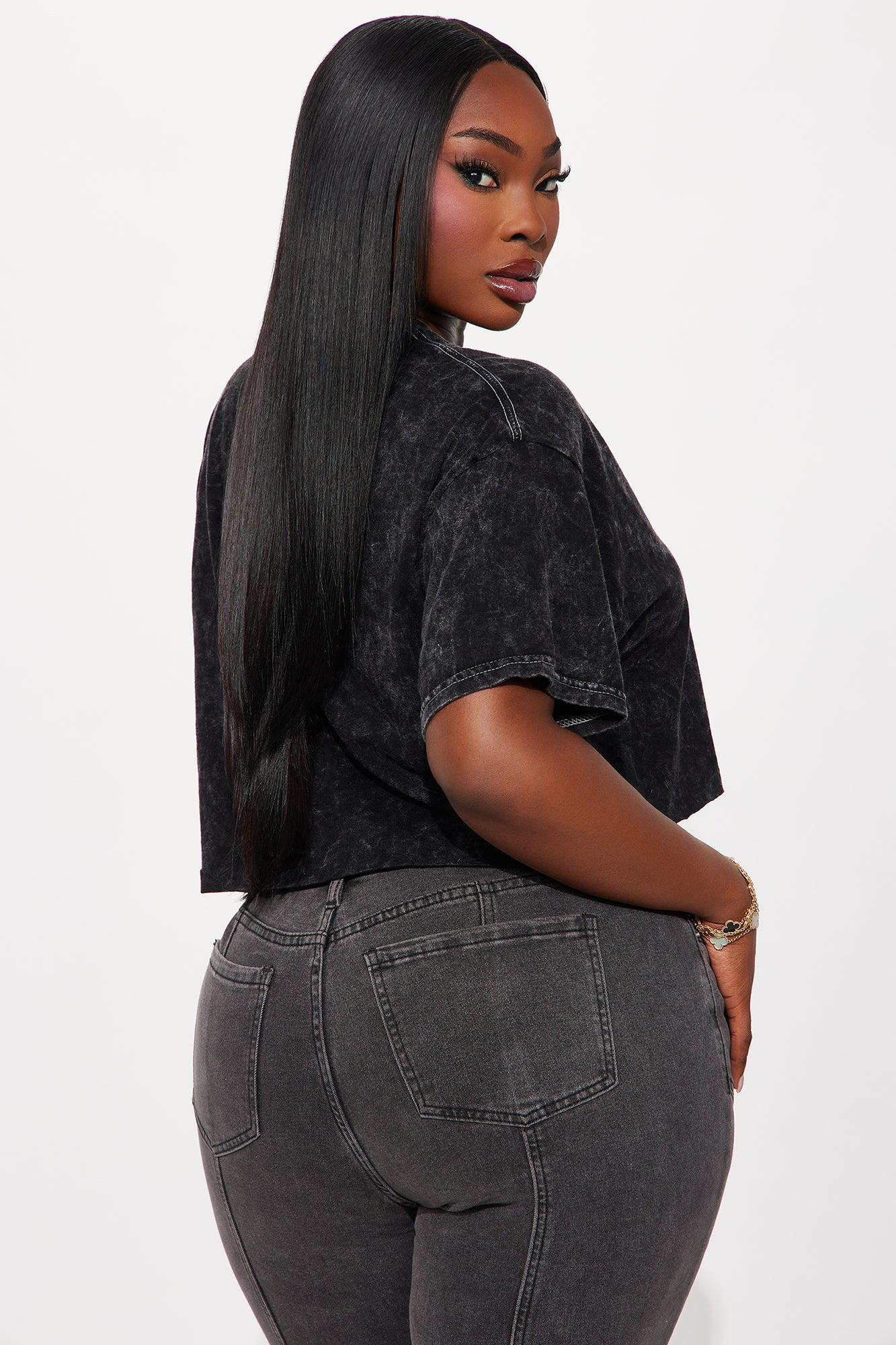 Little Miss Sassy Washed Cropped Tee - Black Female Product Image