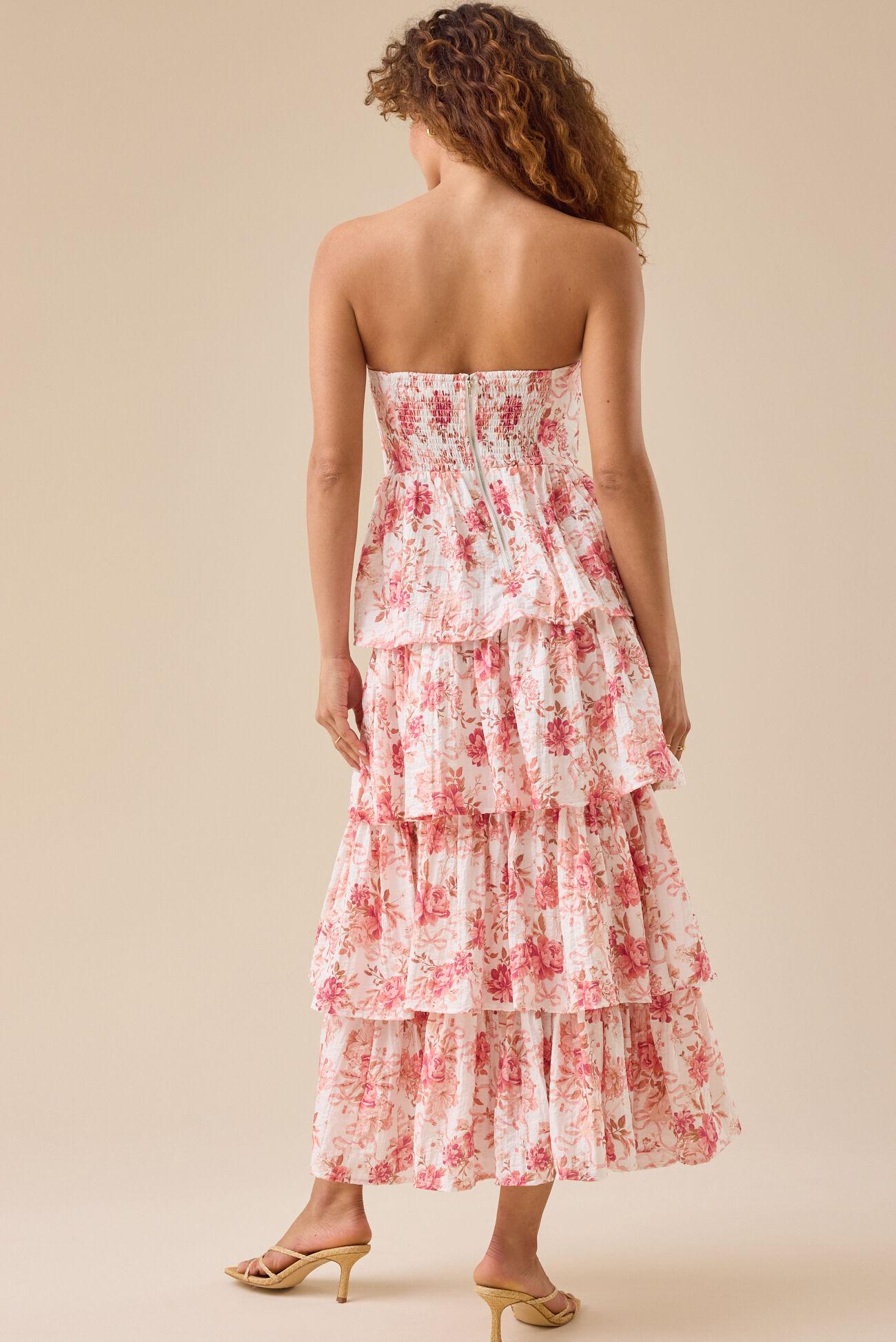 Rose Floral Tiered Maxi Dress Product Image