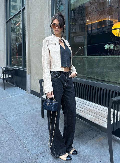 Top Model Low Rise Straight Leg Jeans Charcoal Product Image