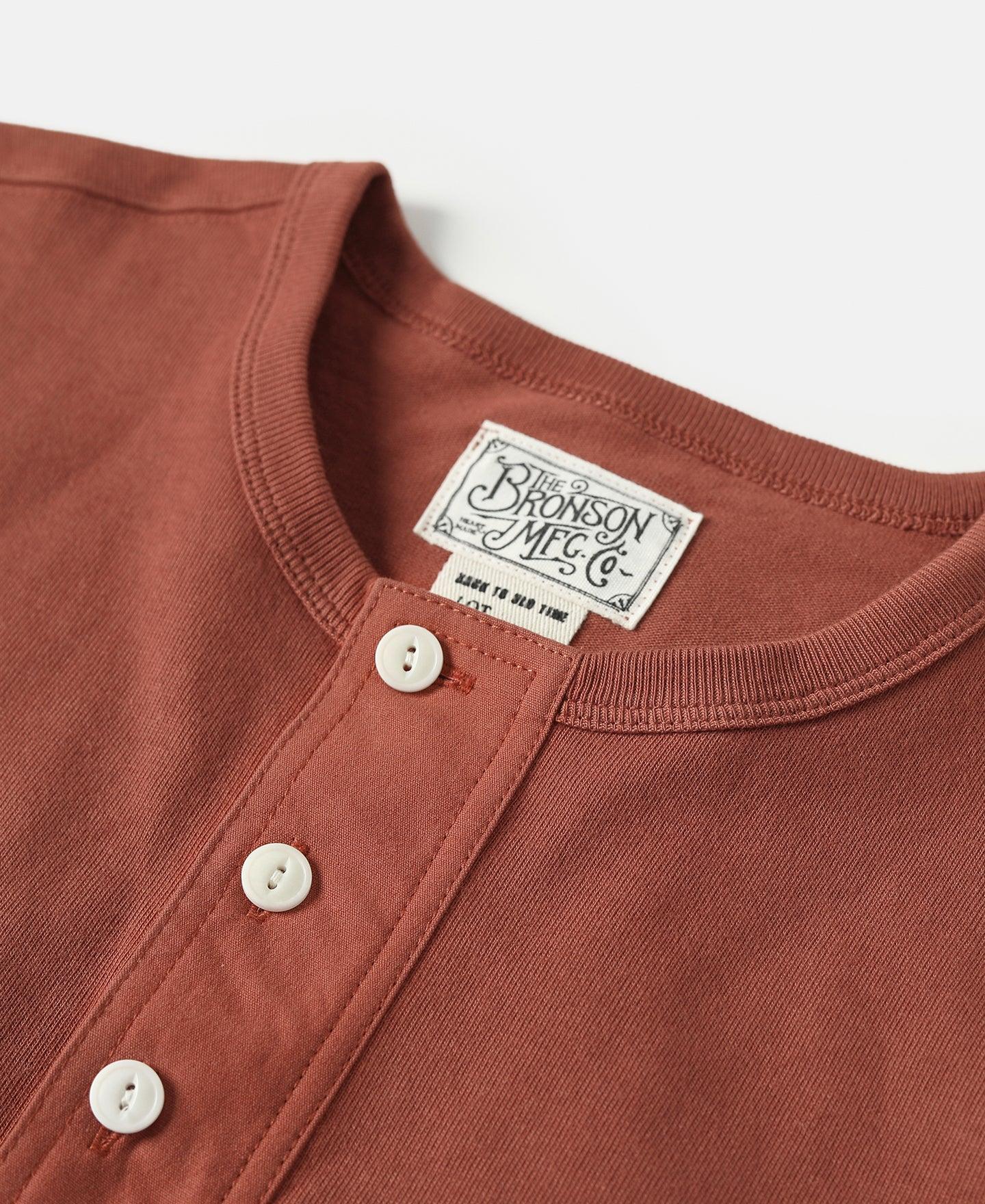 Vintage Short Sleeve Henley T-Shirt - Brick Red Product Image