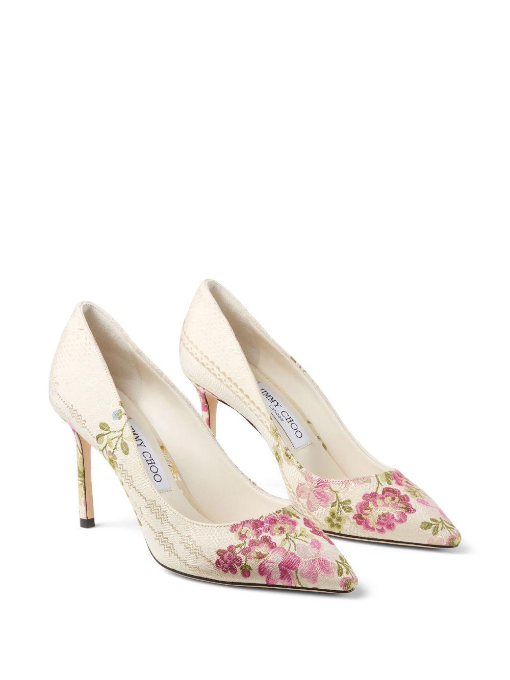 85mm Romy floral-embroidered pumps Product Image
