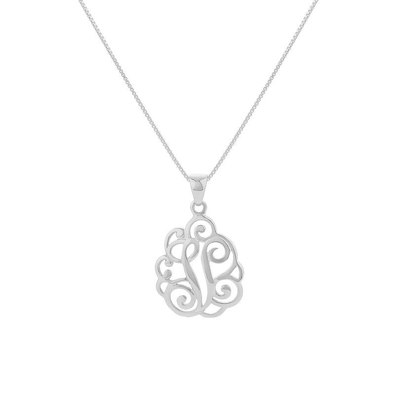 PRIMROSE Sterling Silver Monogram Initial Pendant Necklace, Women's, Size: 18", Silver Tone F Product Image
