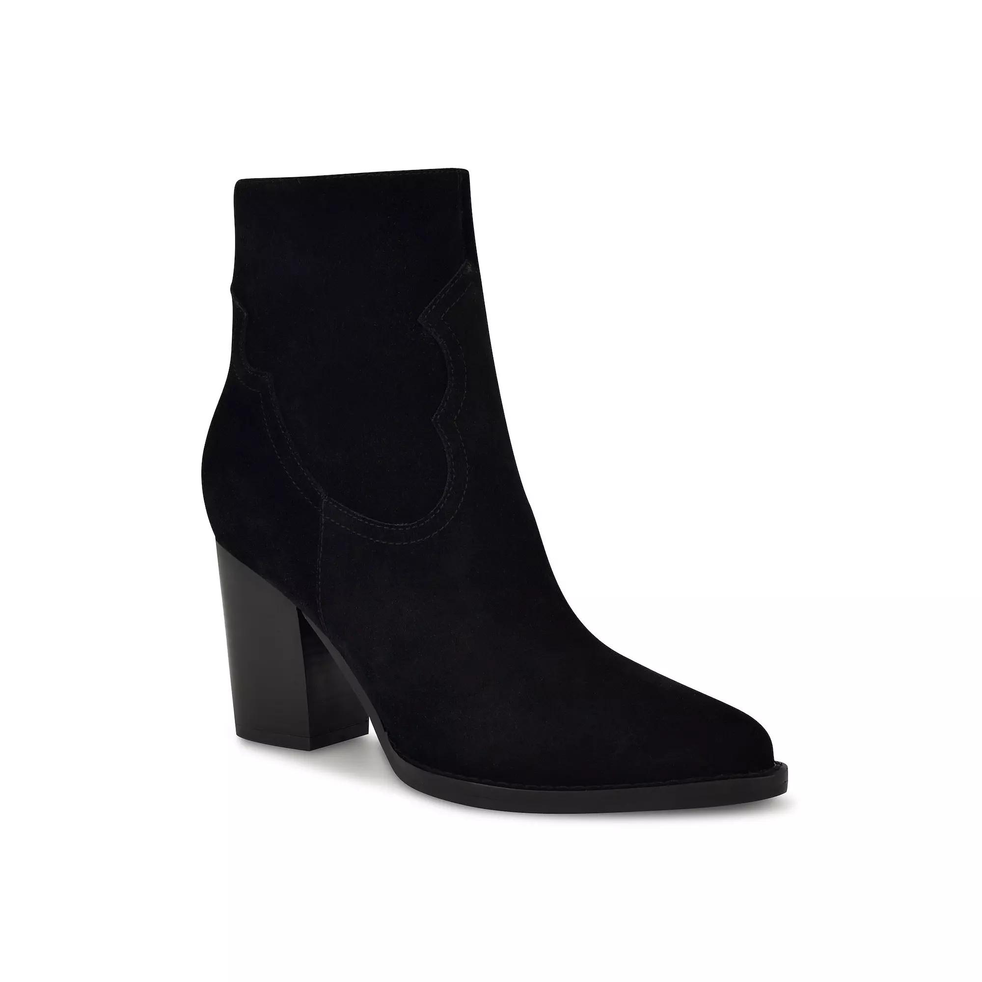 Nine West Taytay Women's Block Heel Dress Ankle Boots, Size: 7.5, Black Suede Product Image