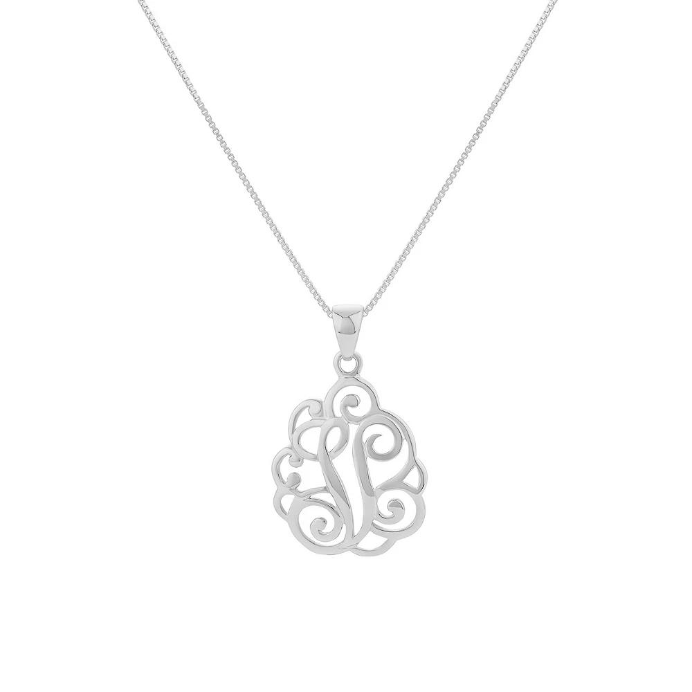 PRIMROSE Sterling Silver Monogram Initial Pendant Necklace, Women's, Size: 18", Silver Tone F Product Image