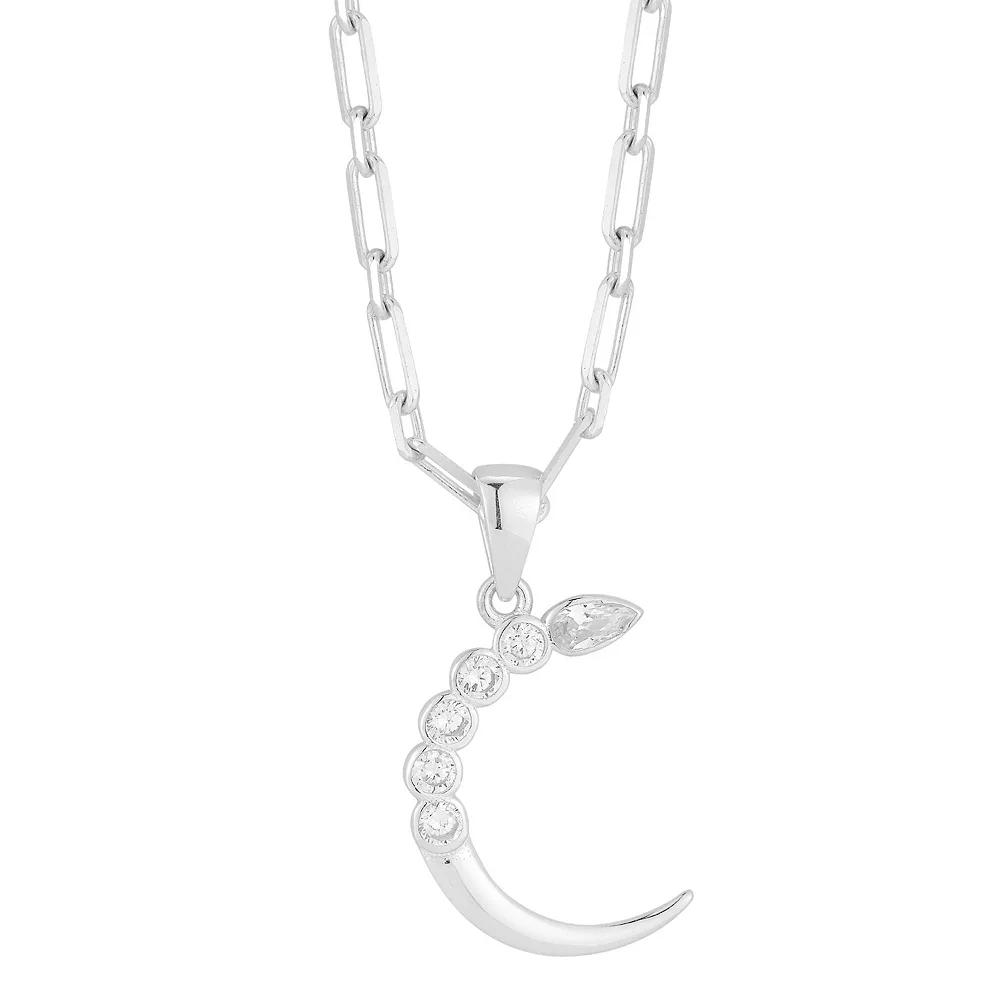 Sunkissed Sterling Cubic Zirconia Crescent Moon Necklace, Women's, Size: 17", Silver Tone Product Image