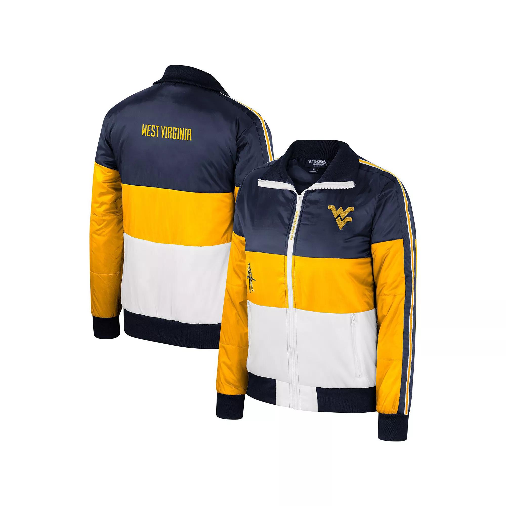 Women's The Wild Collective  Gold West Virginia Mountaineers Color-Block Puffer Full-Zip Jacket, Size: Medium Product Image