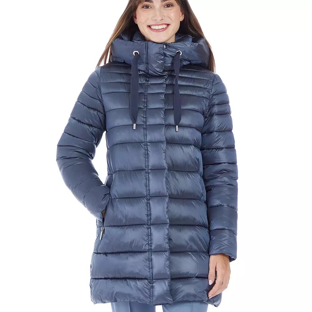 Women's Nine West Lightweight Puffer Jacket, Size: Small, Blue Silver Product Image