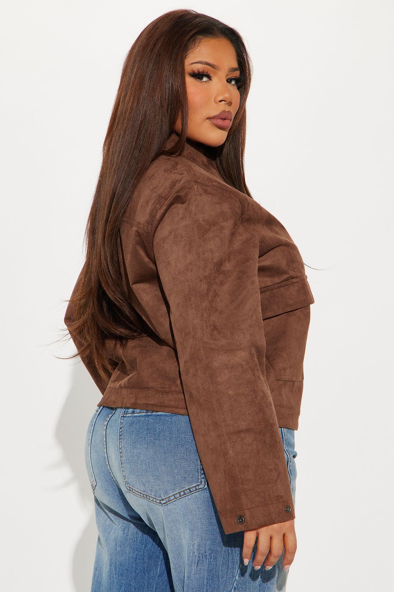 How It IS Faux Suede Jacket - Brown Female Product Image