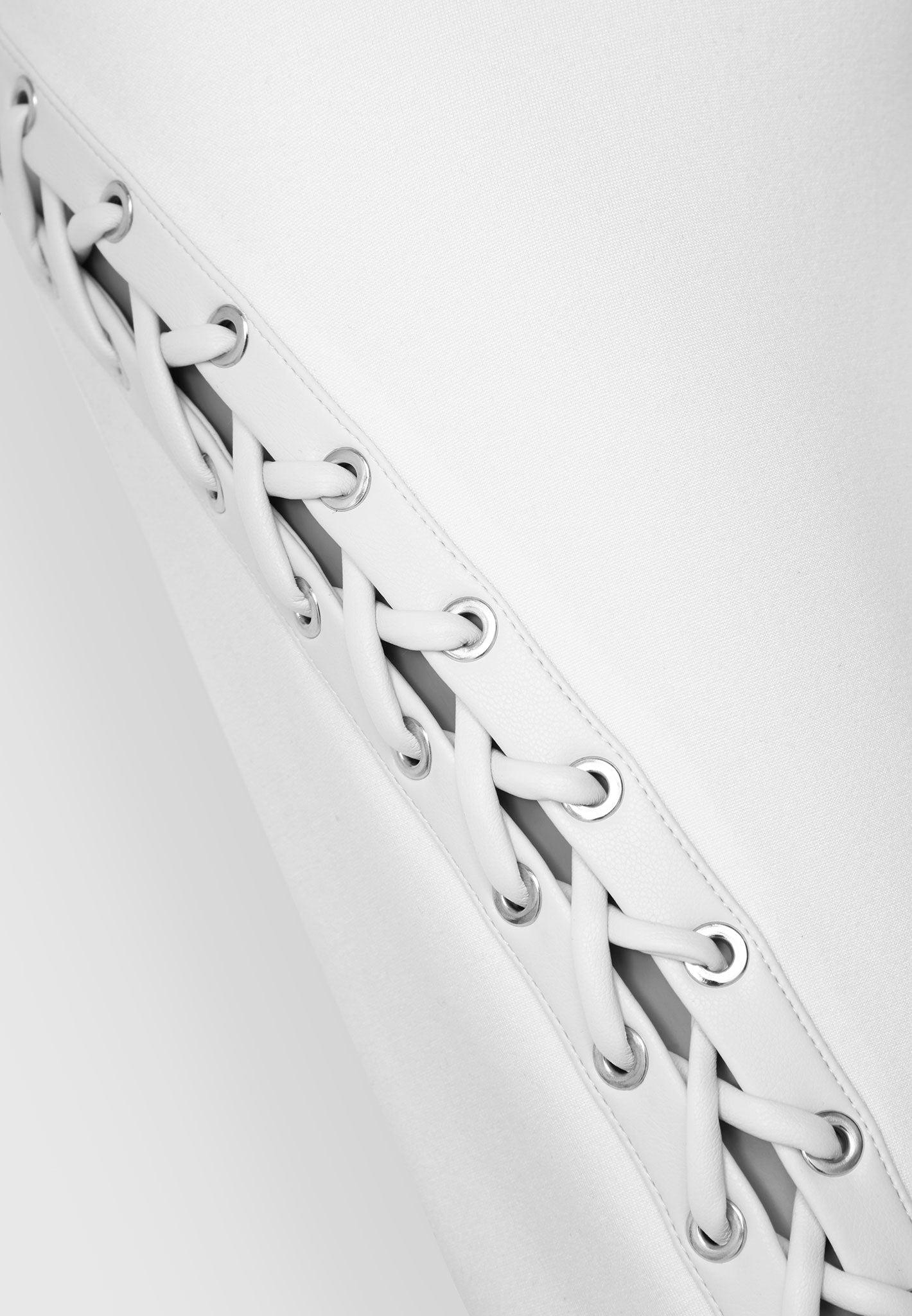 Lace Up Leggings with Corset Detail - White Female Product Image