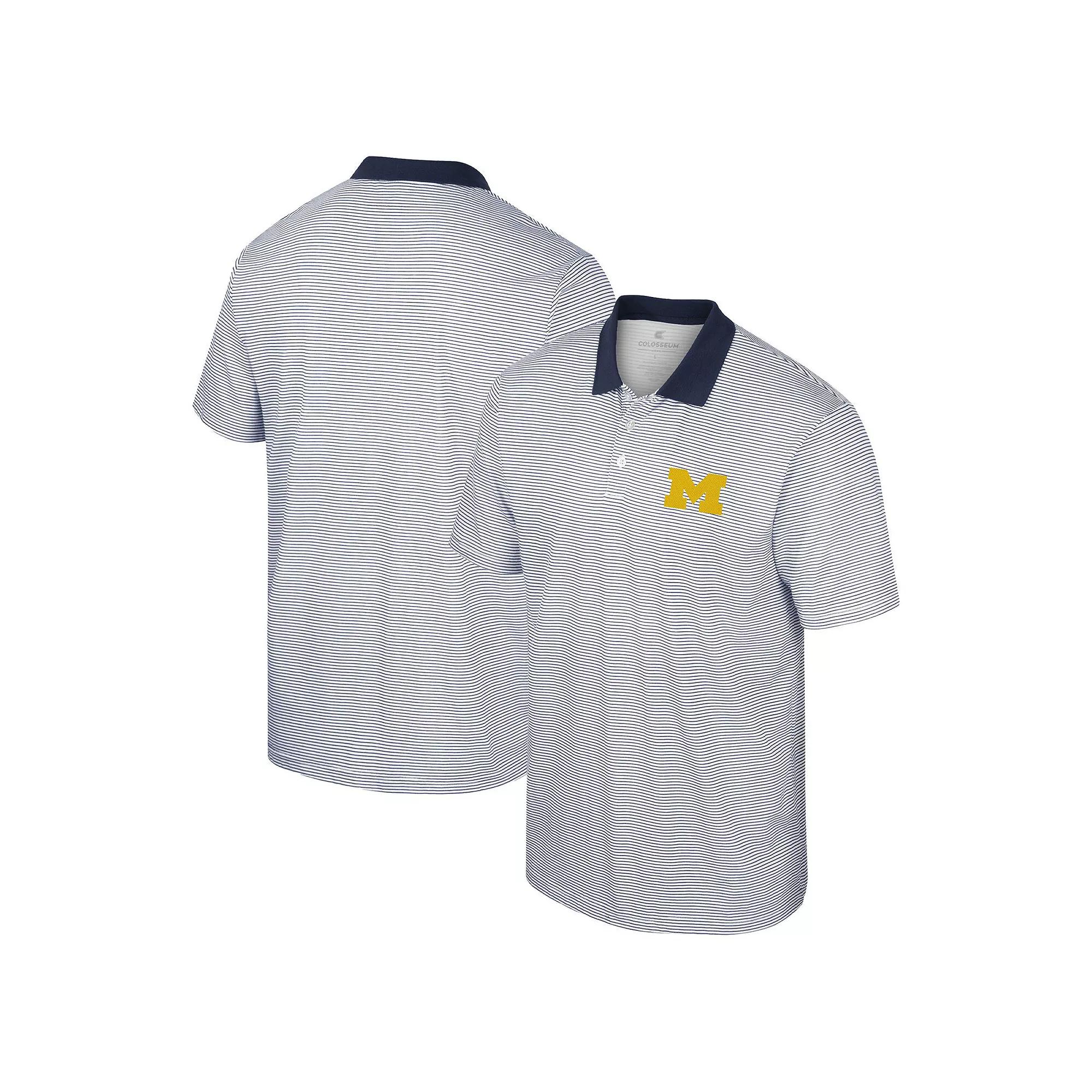 Men's Colosseum White/Black Michigan Wolverines Print Stripe Polo,  Product Image