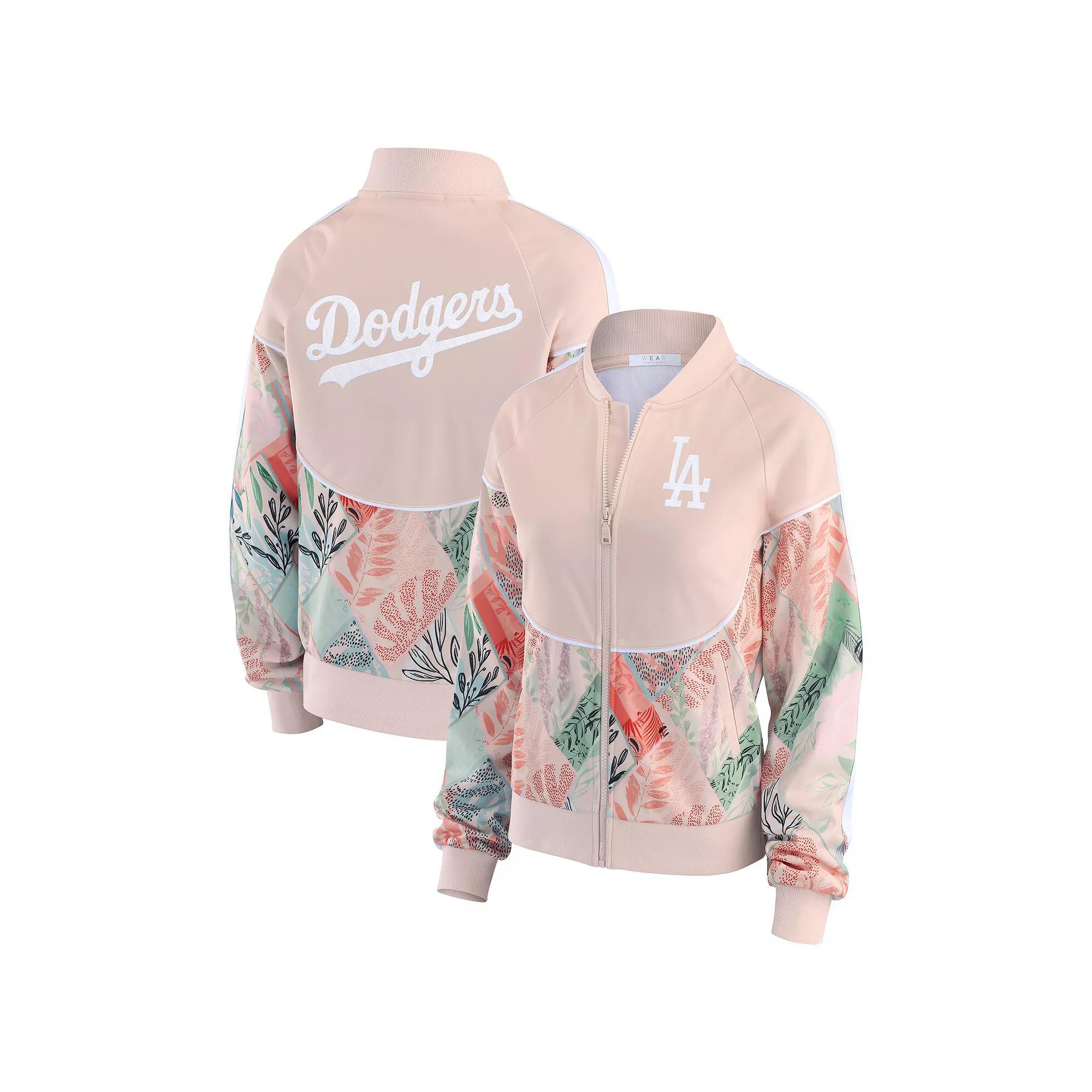 Women's WEAR by Erin Andrews  Sand Los Angeles Dodgers Raglan Full-Zip Track Jacket, Size: Medium, Team Product Image