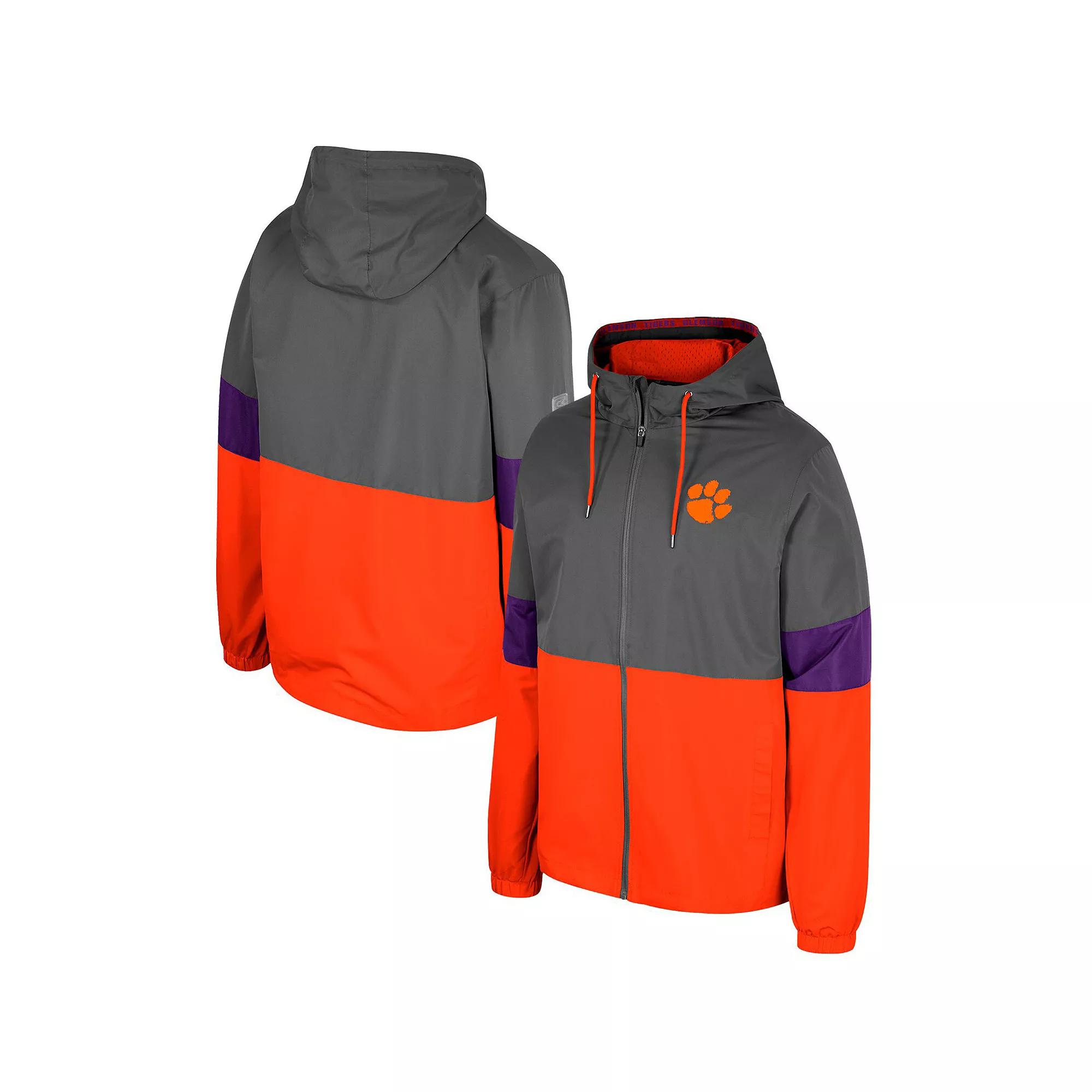 Men's Colosseum Charcoal Clemson Tigers Miles Full-Zip Jacket, Size: Large Product Image