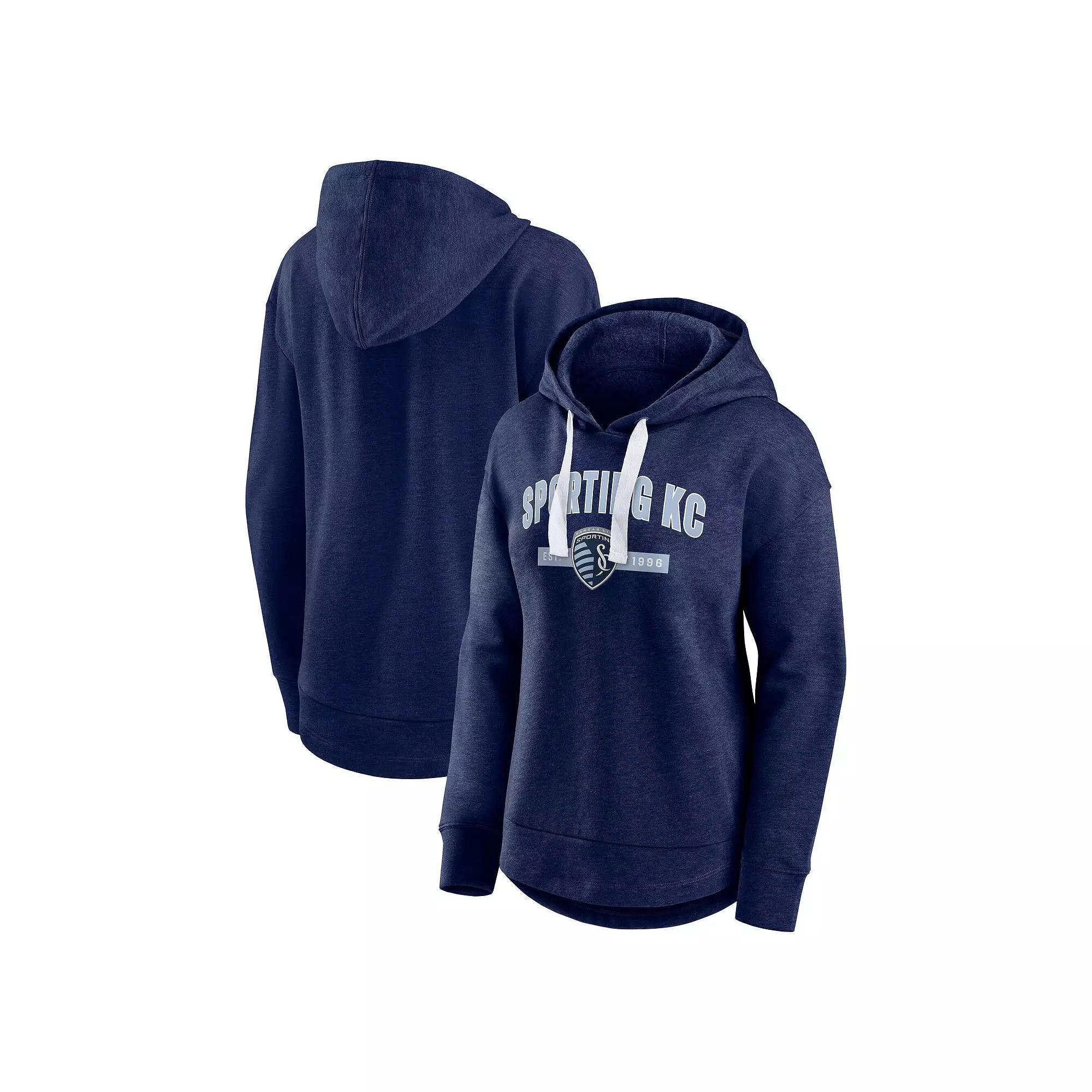 Women's Fanatics Heather Navy Sporting Kansas City Team Pullover Hoodie,  Product Image