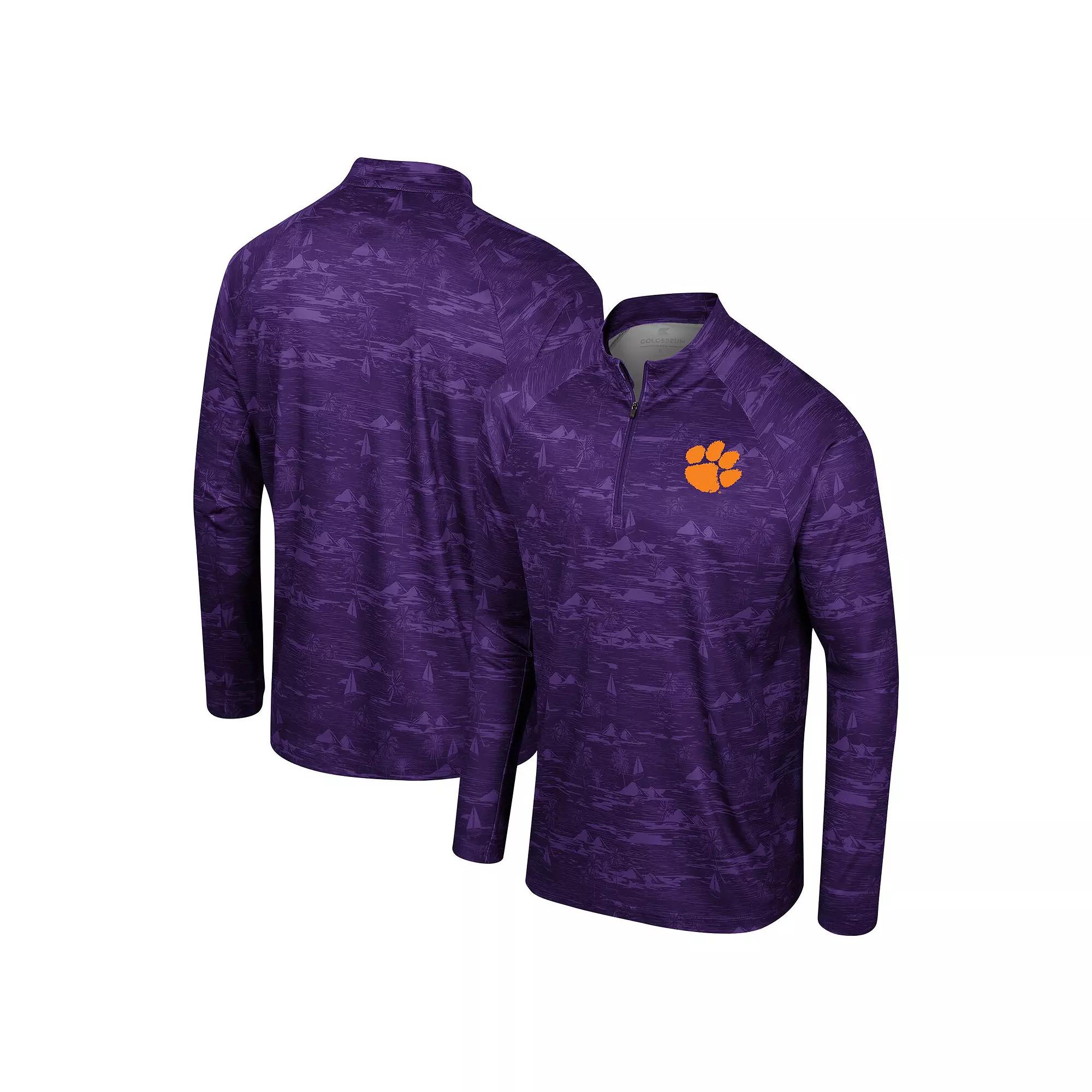 Men's Colosseum Purple Clemson Tigers Carson Raglan Quarter-Zip Jacket, Size: Medium Product Image