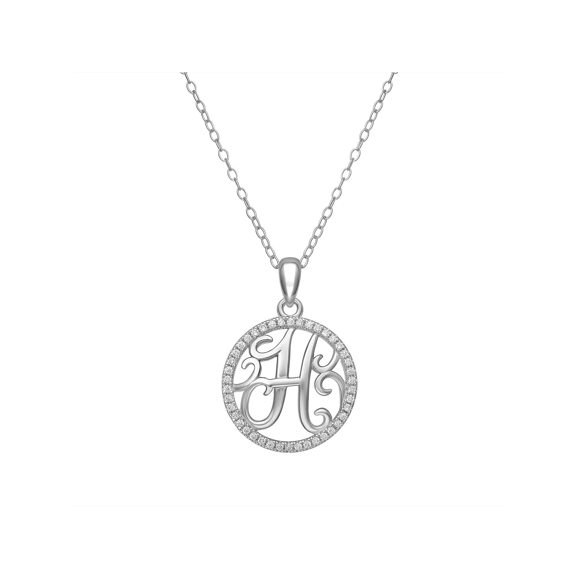 PRIMROSE Sterling Silver Cubic Zirconia Initial Pendant Necklace, Women's, Size: 18" Product Image