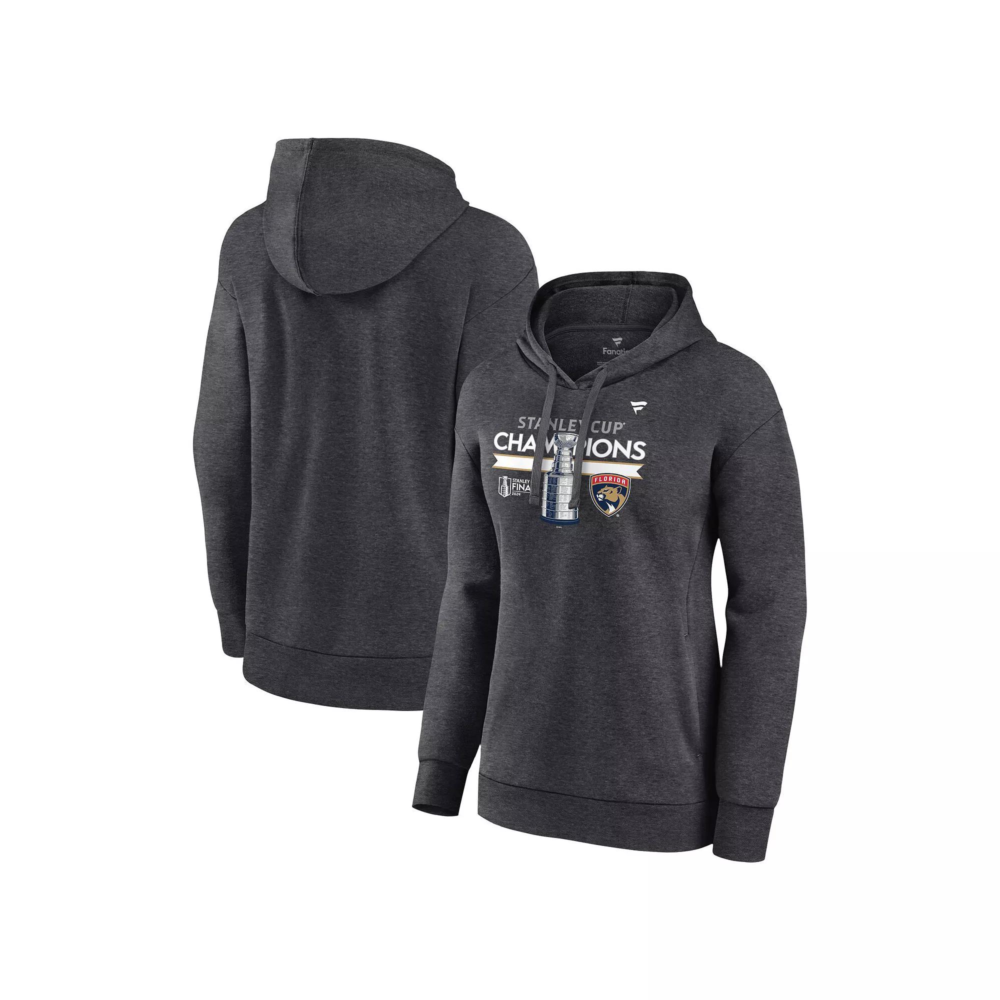 Women's Fanatics  Heather Charcoal Florida Panthers 2024 Stanley Cup Champions Locker Room Fleece Pullover Hoodie, Size: Small, Pnt Charco Product Image