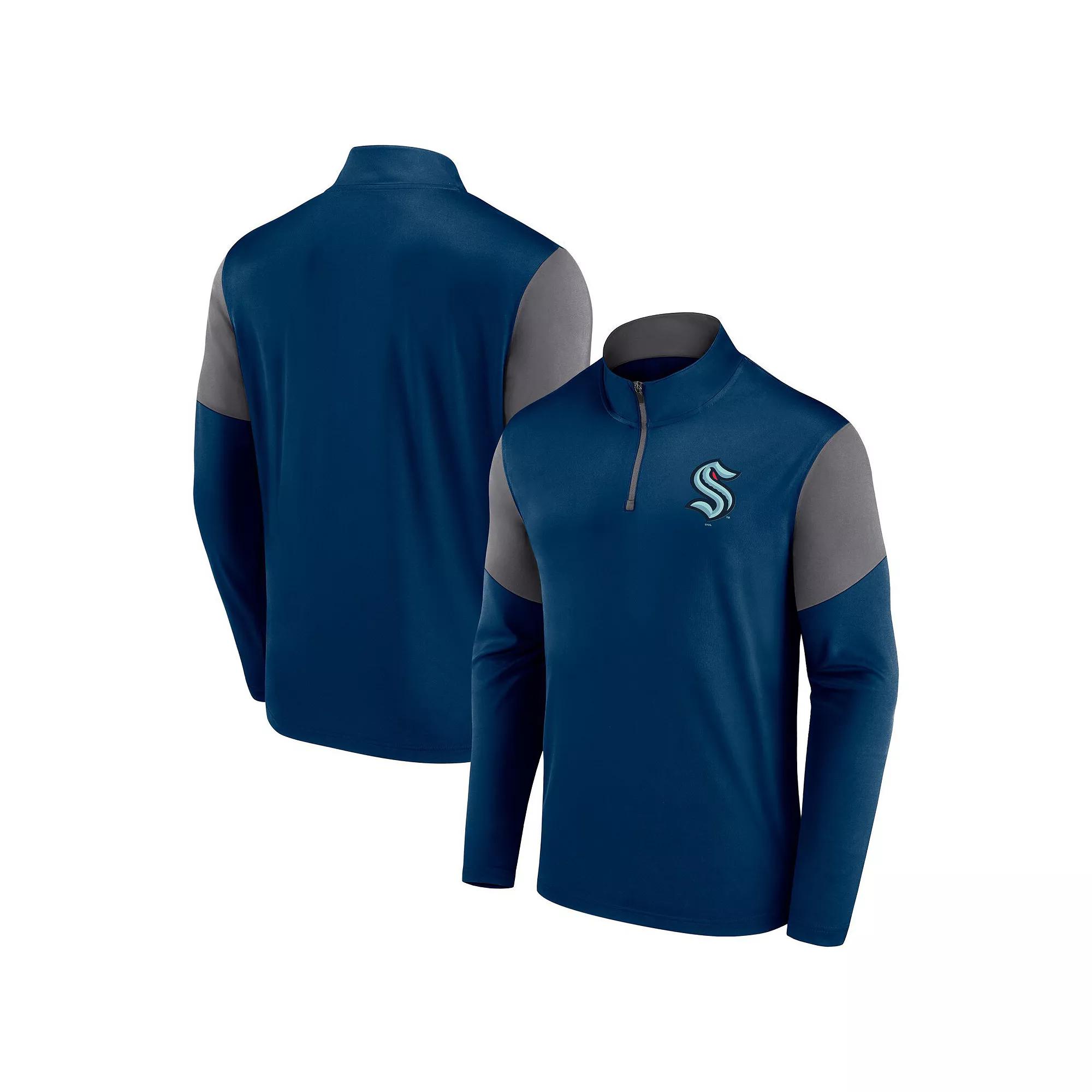 Men's Fanatics Branded Deep Sea Blue Seattle Kraken Logo Quarter-Zip Top,  Product Image