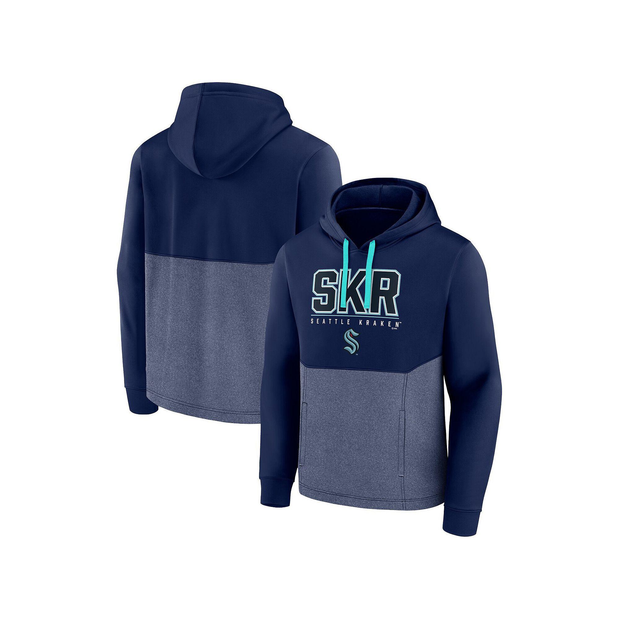 Men's Fanatics Branded Deep Sea Blue Seattle Kraken Successful Tri-Blend Pullover Hoodie,  Product Image