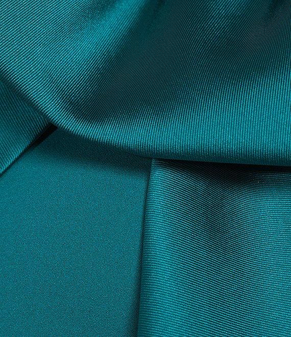 Betsy & Adam Satin Bow One Shoulder Scuba Crepe Sleeveless Mermaid Gown Product Image