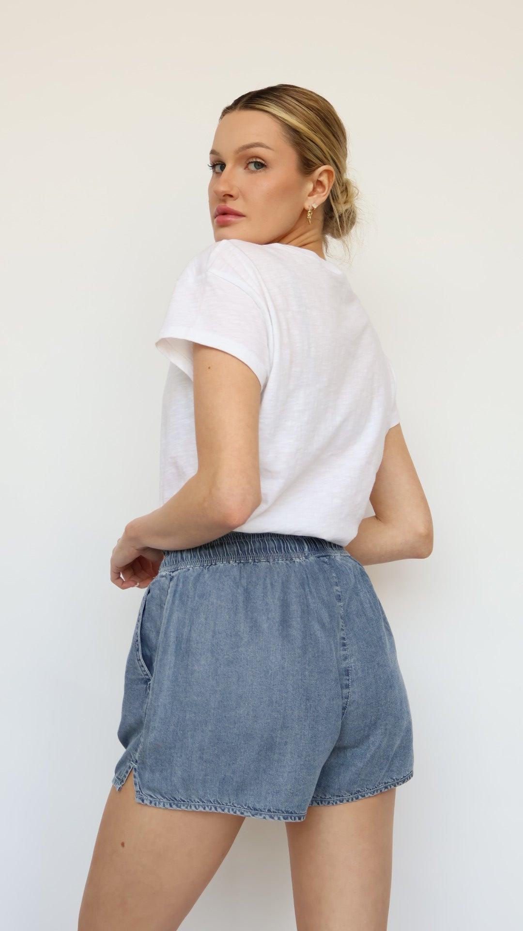 Krissy Denim Tencel Shorts Product Image