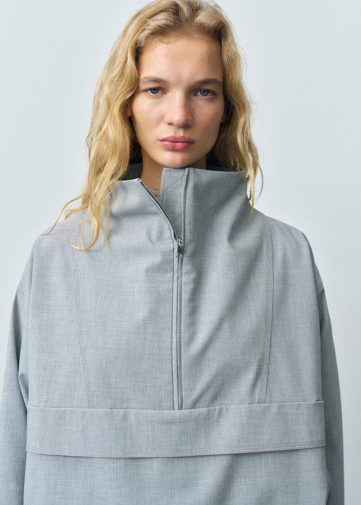 Oversized parka with zipper - Women | MANGO USA Product Image