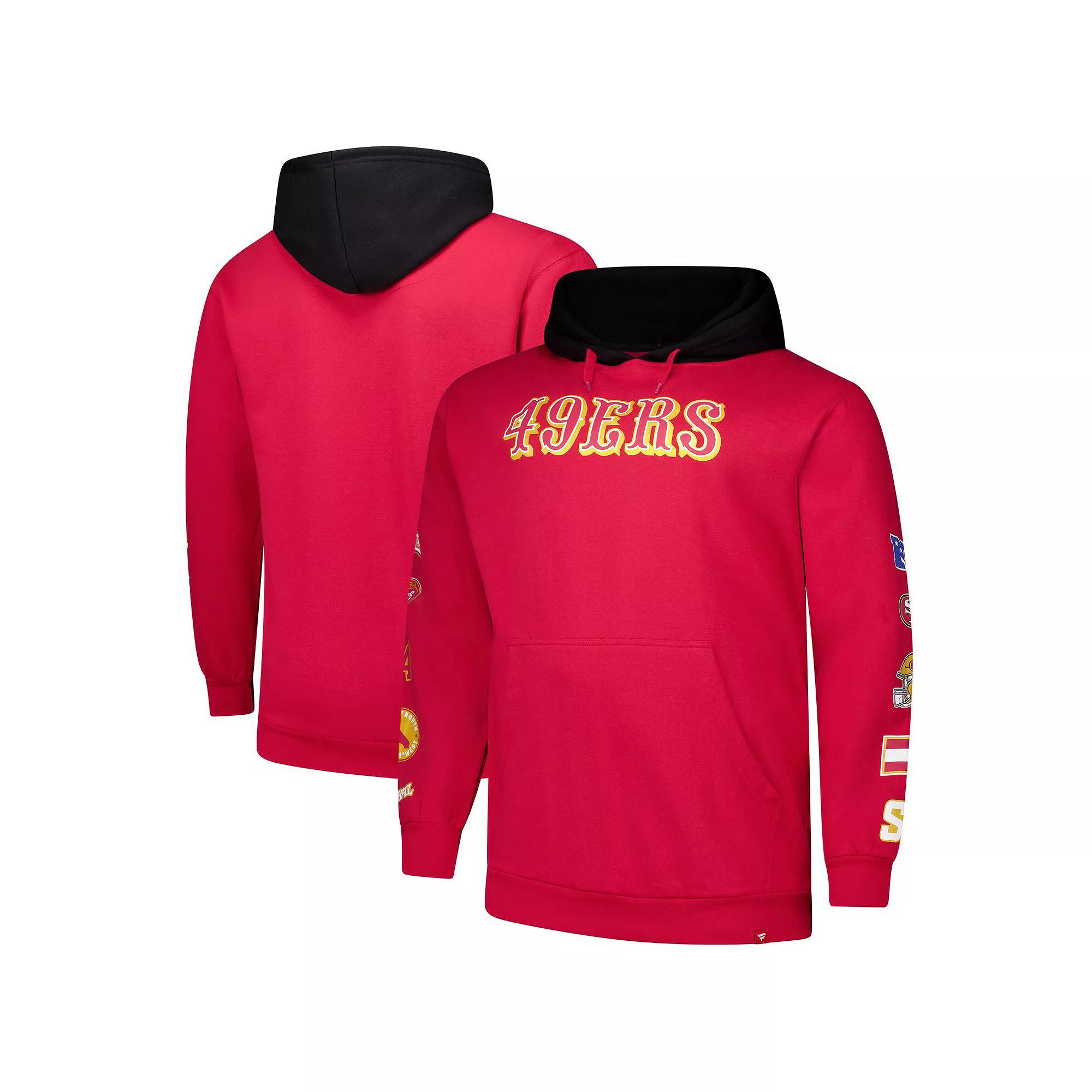 Men's Fanatics Scarlet San Francisco 49ers Big & Tall Patched Out Pullover Hoodie,  Product Image