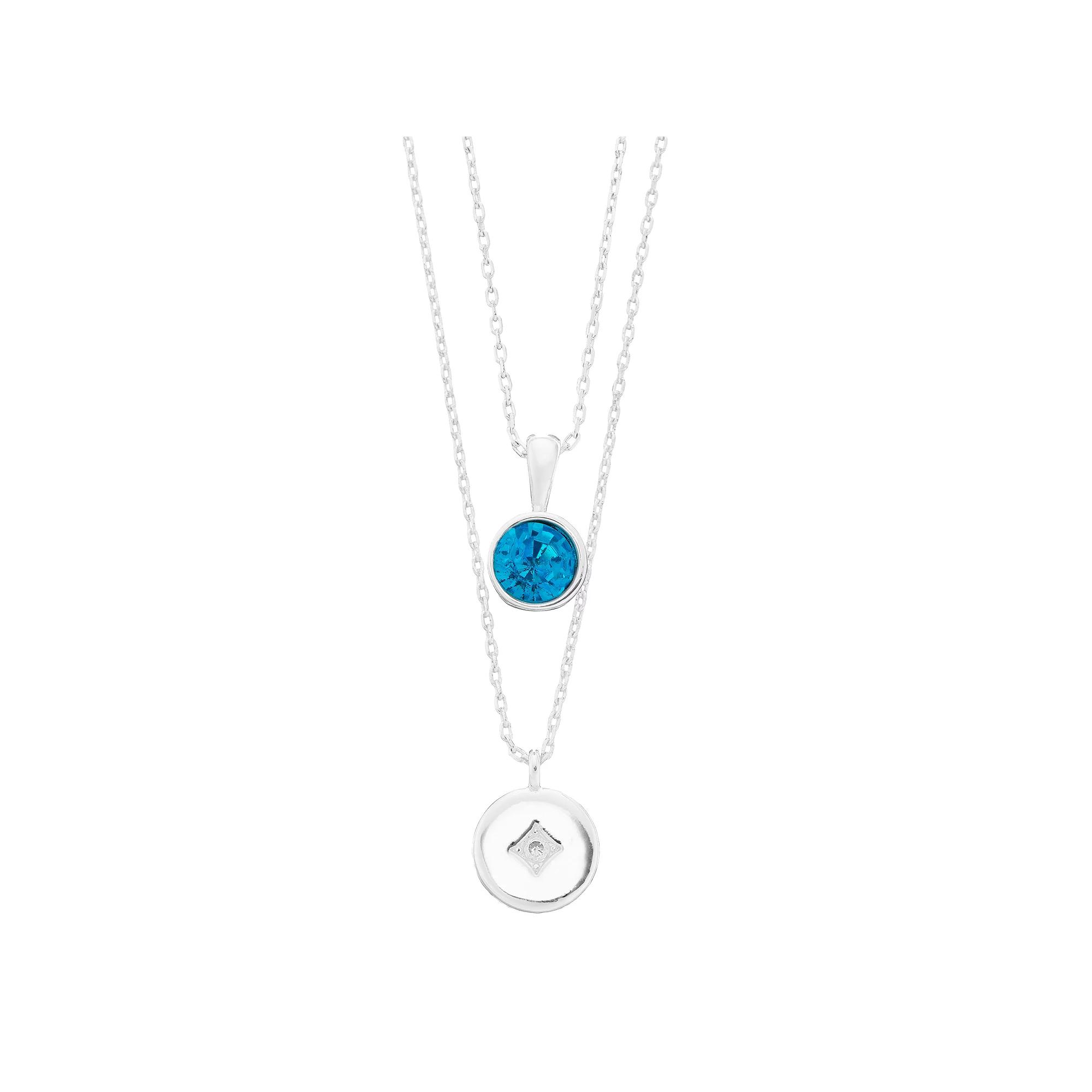 City Luxe Simulated Gemstone Birthstone Double Strand Necklace, Women's, Silver Tone March Product Image